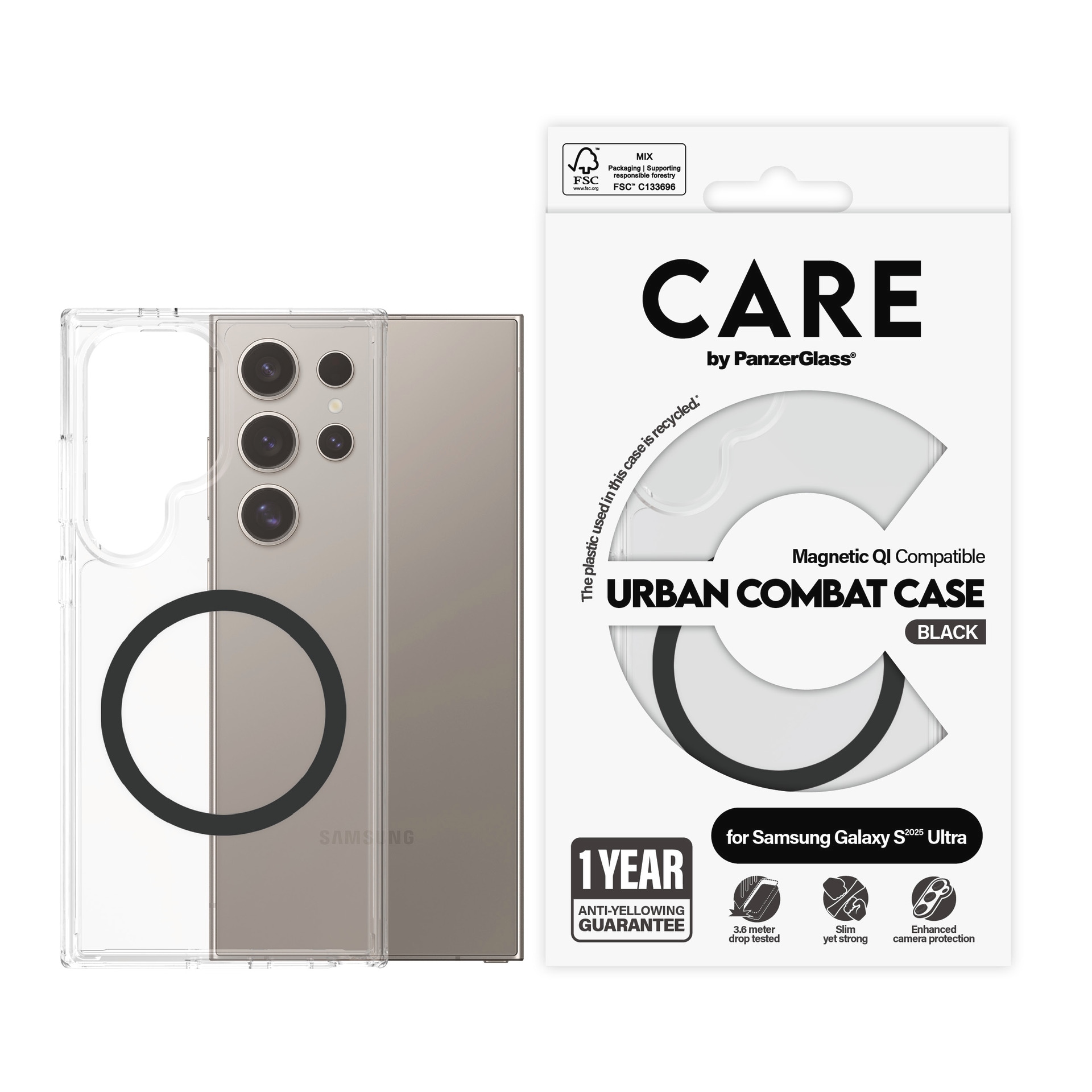 Image of CARE by PanzerGlass Handyhülle "Magnetic QI Compatible Urban Combat Case für Samsung Galaxy S25 Ultra" Backcover, Schutzhülle, Handyschutzhülle, Case, Schutzcase, stossfest
