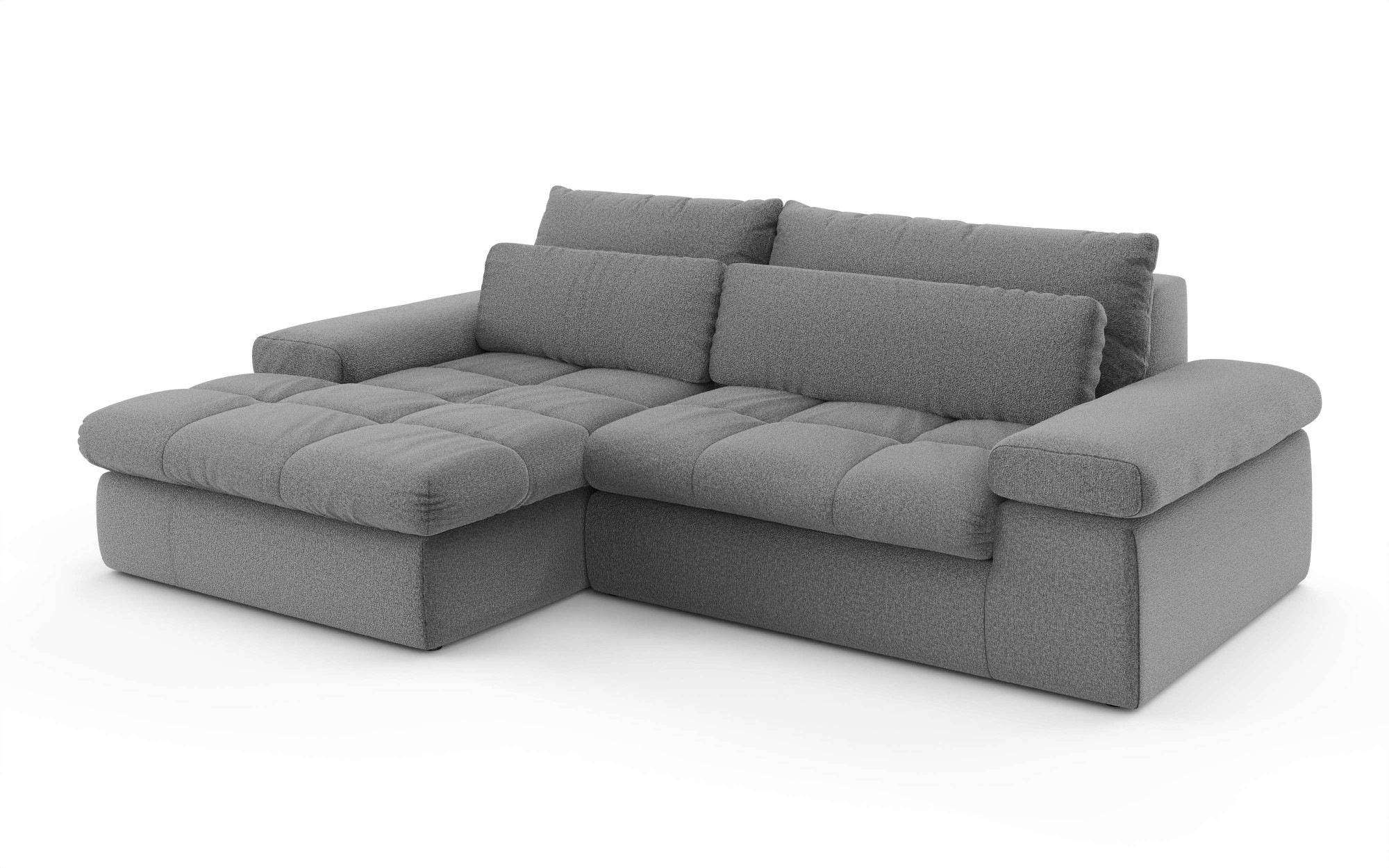 Home affaire Ecksofa »ALVERIE mit Recamiere, moderne Steppung, Masse: B/T/H 274/203/106 cm«, L-Form mit Wellenunterfederung, mit 4 Rückenkissen, pflegeleicht Stoff