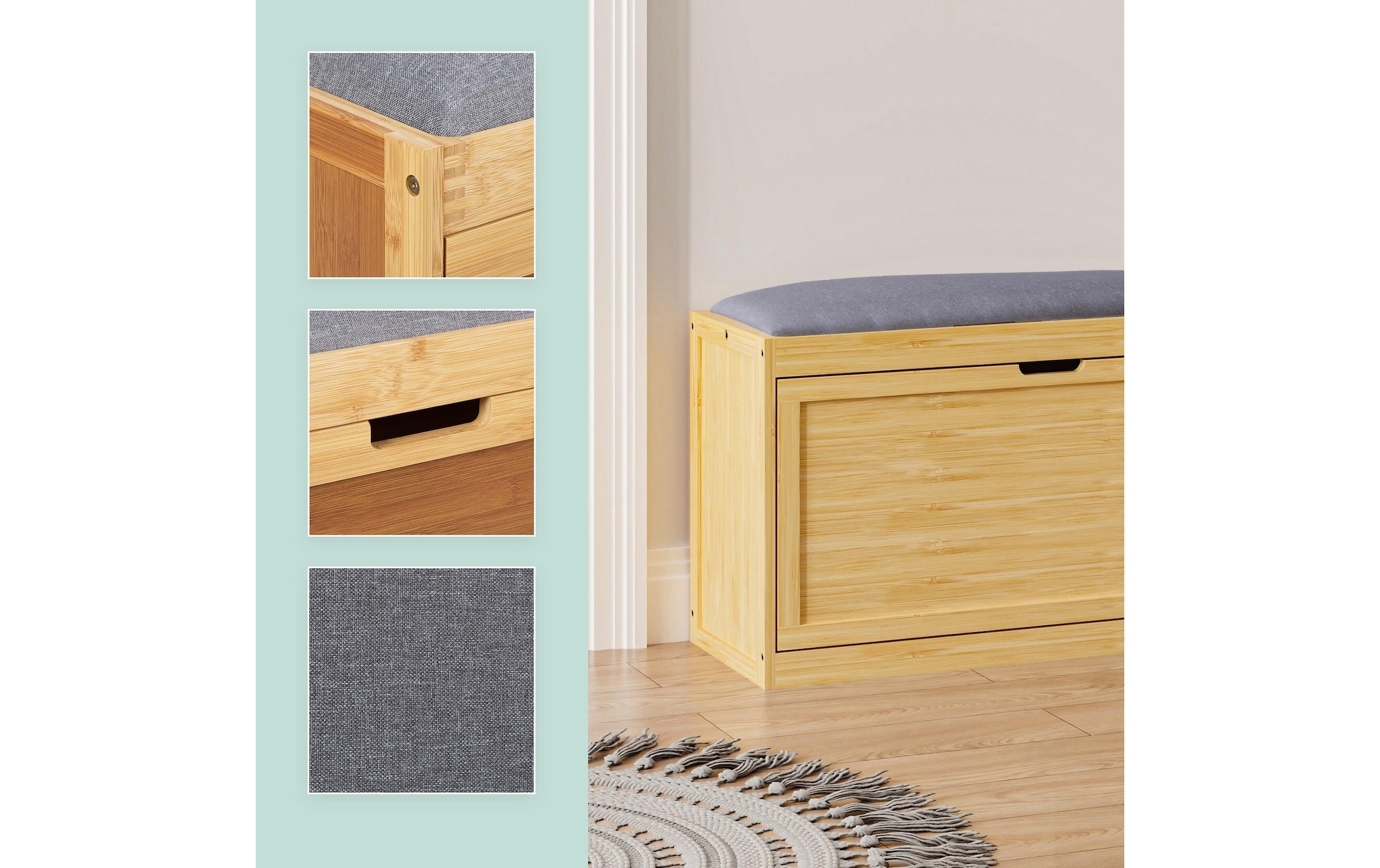 relaxdays Schuhschrank »Gepolsterte Schuhbank 49 x 80 x 30 cm«