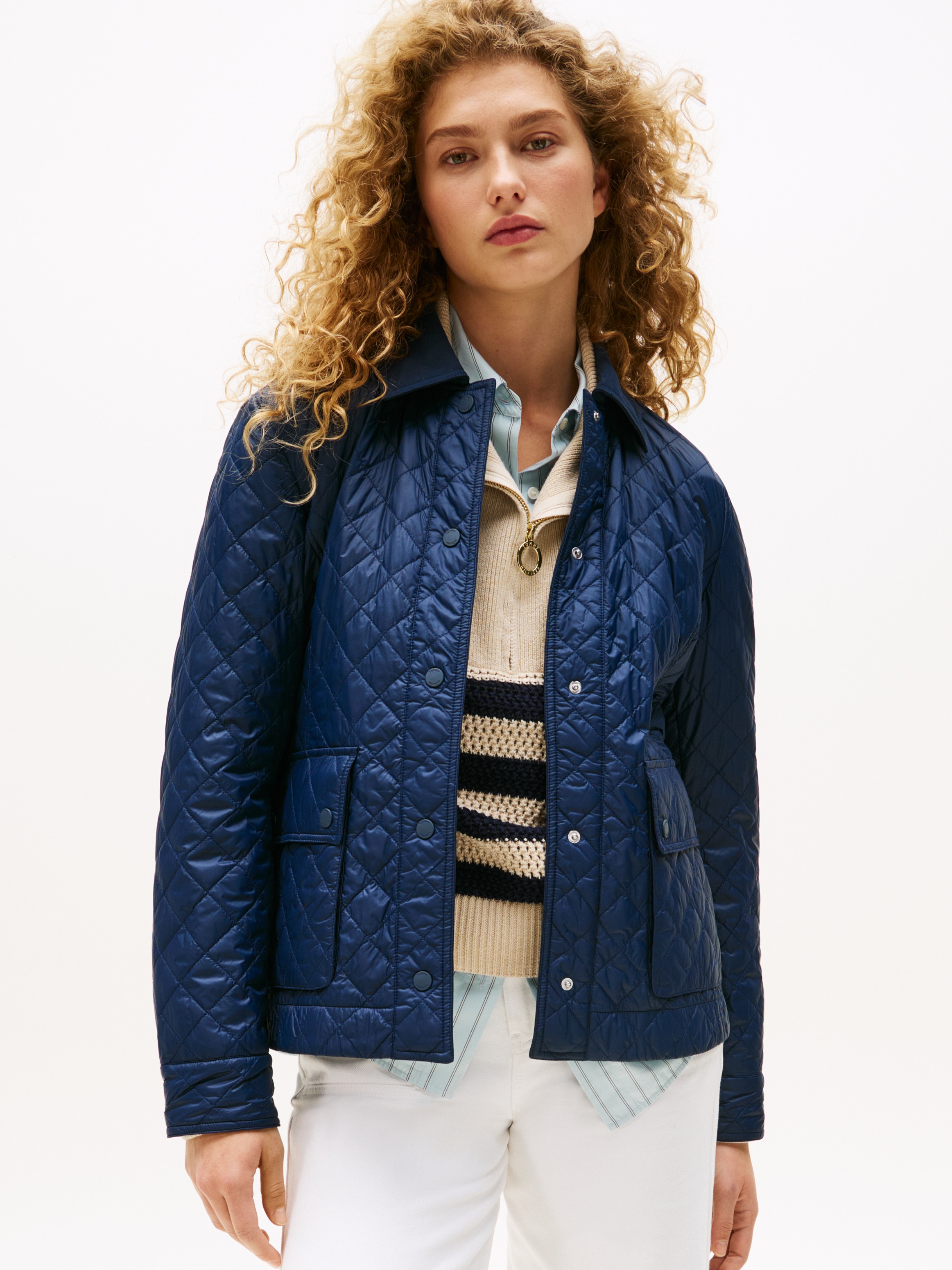 Tommy Hilfiger Steppjacke »PADDED NYLON SLIM QUILTED JACKET«, ohne Kapuze