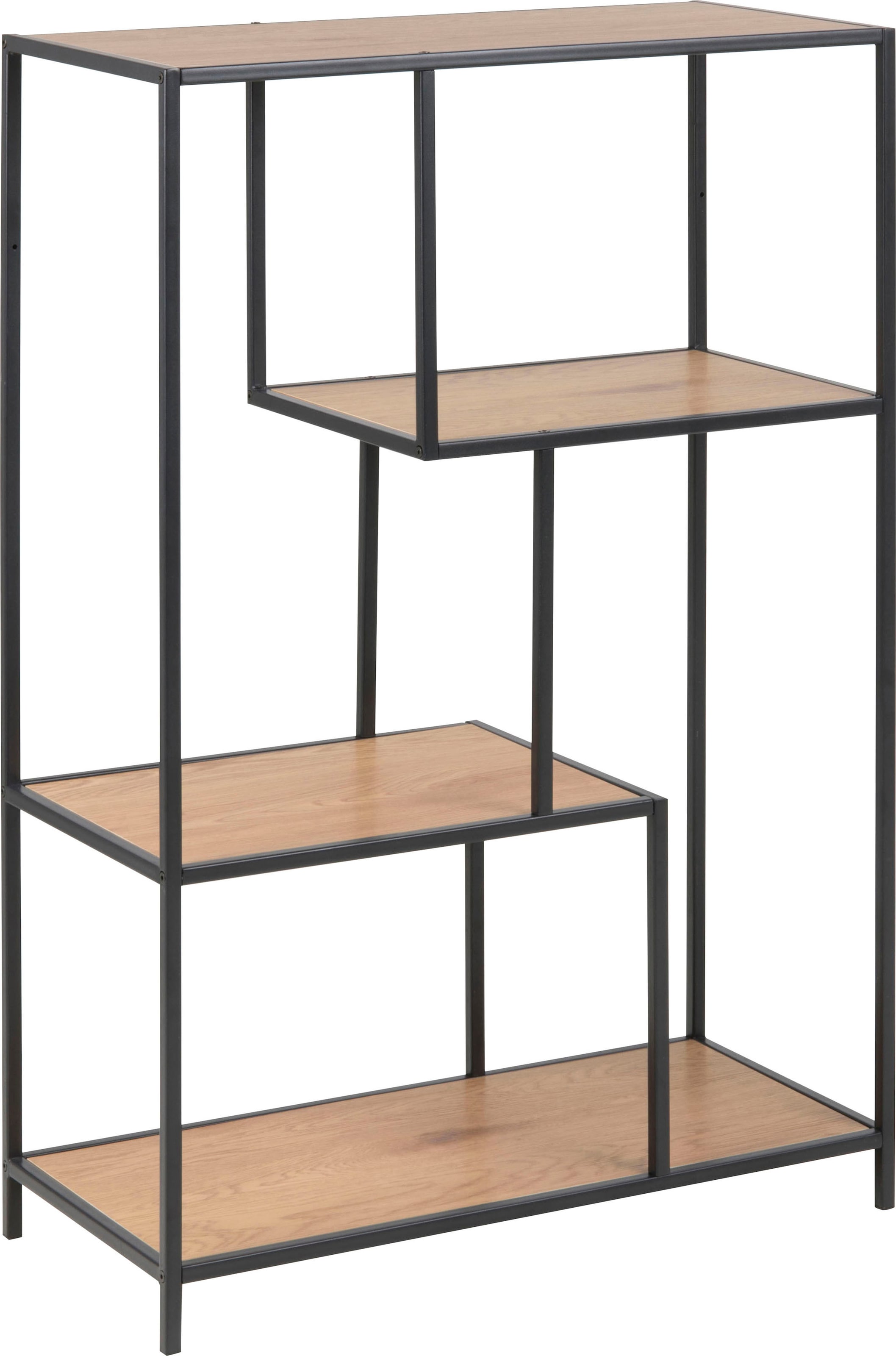 Image of ACTONA GROUP Bücherregal Metallgestell, 3 Einlegeböden und asymmetrischen Details, Höhe 114 cm