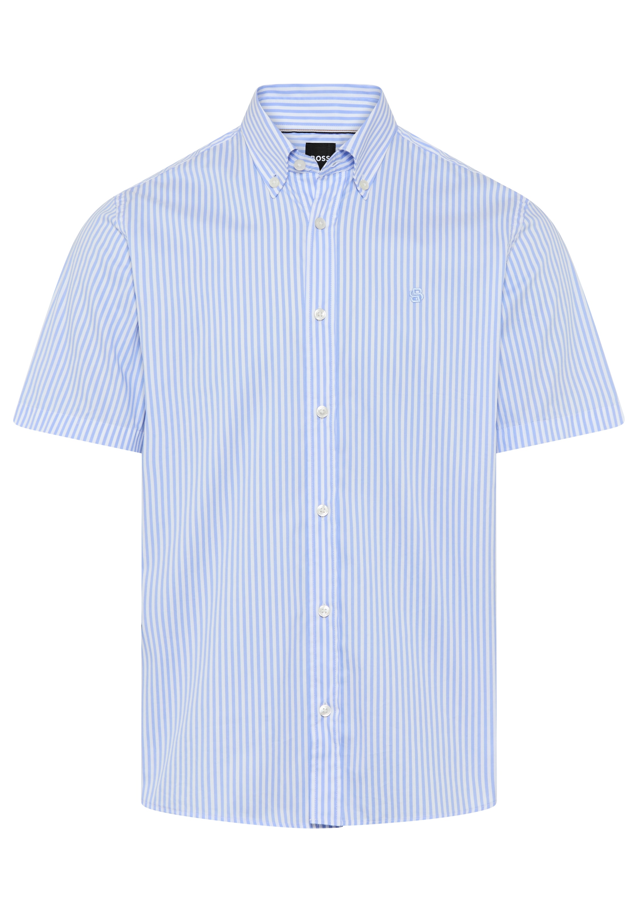 BOSS Kurzarmhemd Button-down-Kragen Regular Fit, Baumwollmix