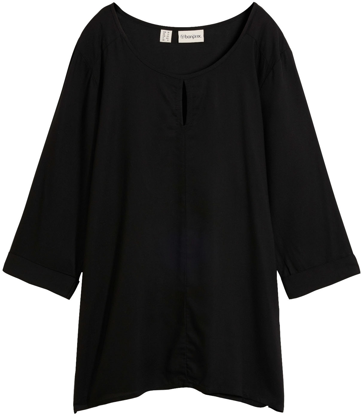 bonprix Shirtbluse »Blusenshirt aus reiner Viskose« Oversize-Passform, mit Zipfelsaum, mit Ausschnittdetail, 3/4-Ärmel