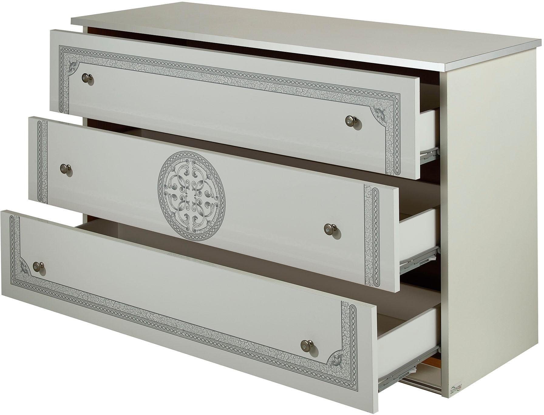 INOSIGN Schubkastenkommode »Greta, aus FSC-zertifiziertem Holzwerkstoff mit Dekor im Klassikstil«, (Masse (B/T/H): 113/42/73,5 cm), mit 3 Schubladen, soft-close-Funktion, Made in Italy