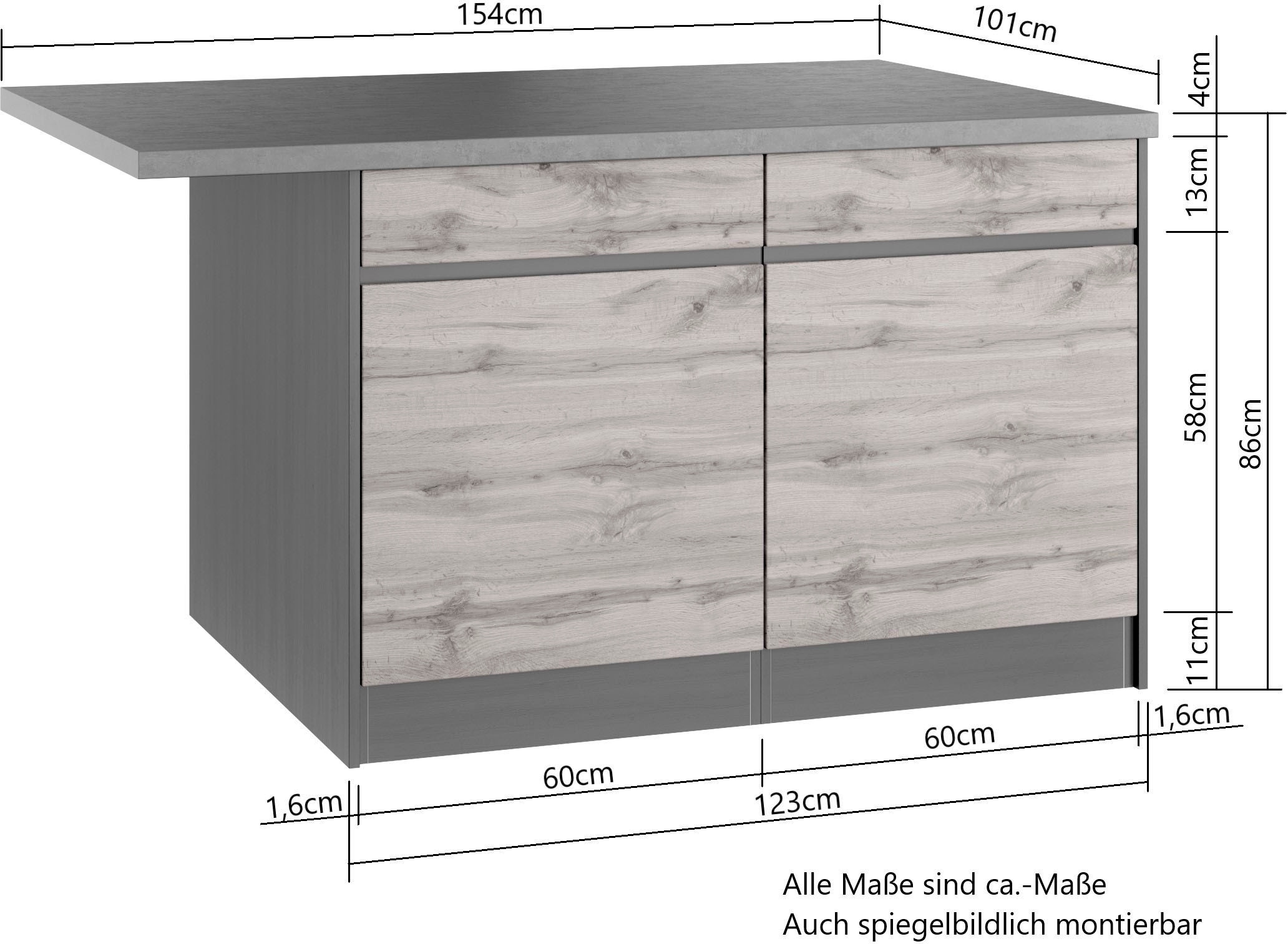 KOCHSTATION Winkelküche »KS-Riesa« Stellbreite 490/153 cm, ohne E-Geräte