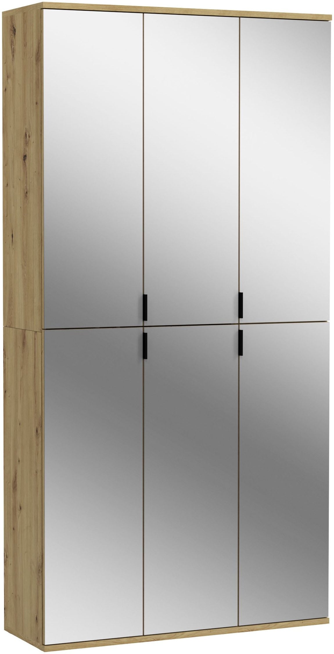 INOSIGN Garderoben-Set »Trondheim, 91 cm, best. aus 2 Schränken, 6 Spiegeltüren, 15 Fächer«, (Set, 2 St.), inkl. ausziehbarer Kleiderstange, Garderobenschrank, Kleiderschrank