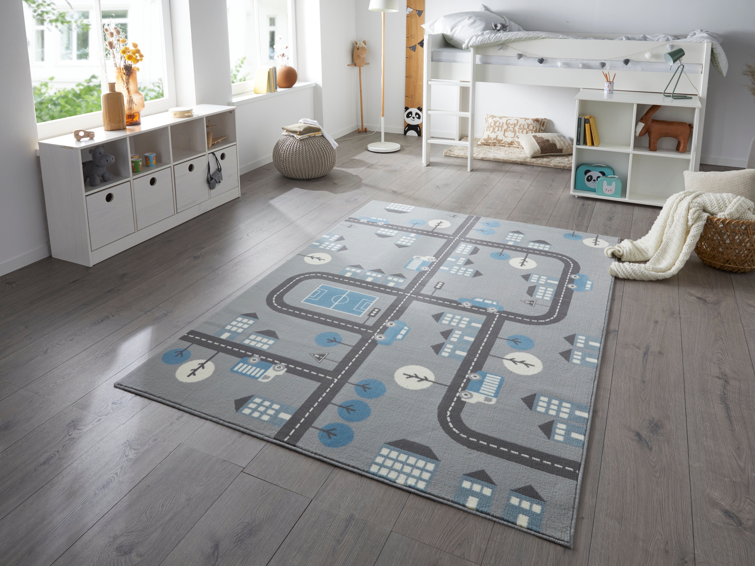 HANSE Home Kinderteppich »Town«, rechteckig, 0,9 mm Höhe, Kurzflor, Kinderteppich, Spielteppich, Strassen Design, Kinderzimmer