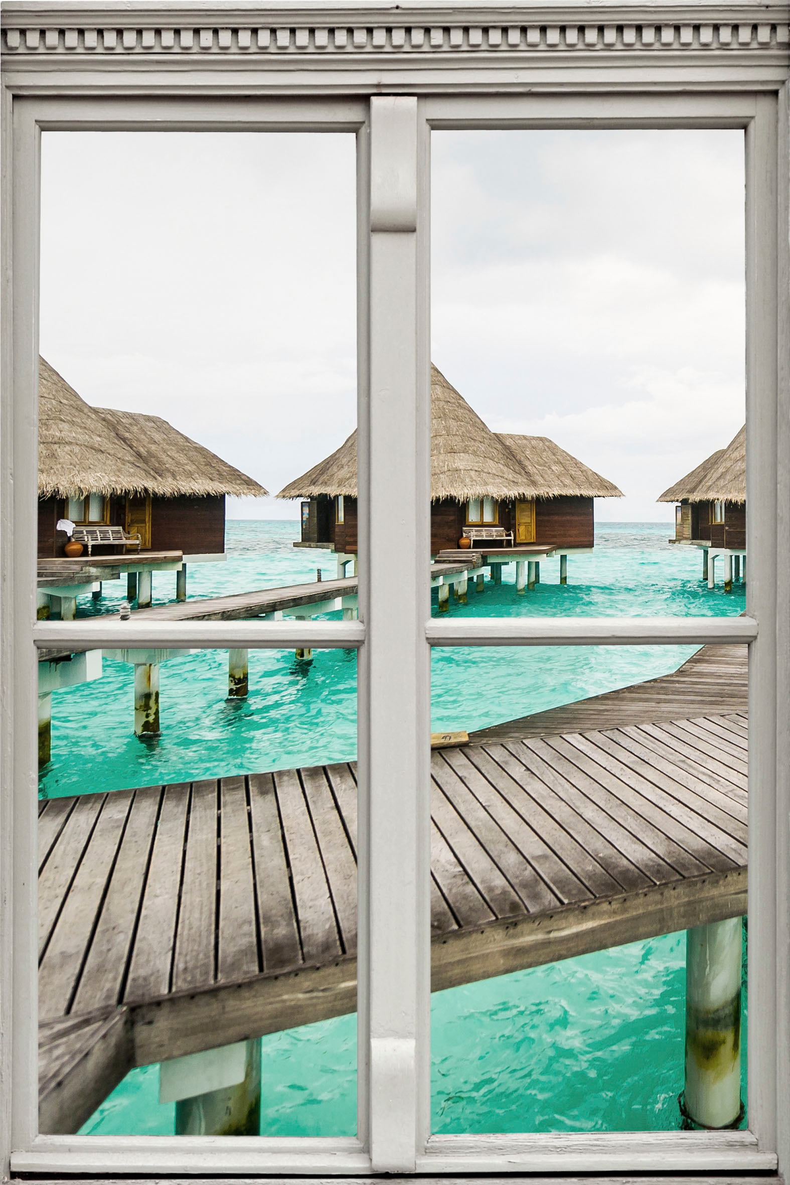 Image of queence Wandsticker "Häuser im Wasser" Wandsticker, Wandbild, selbstklebend, 3D, Fenster