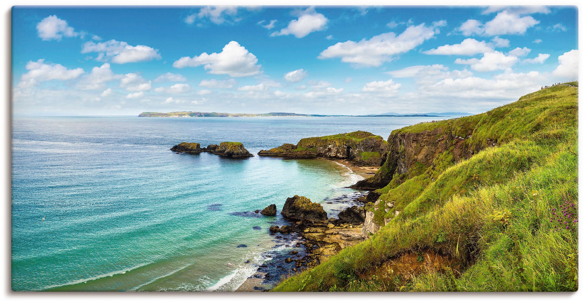 Image of Artland Leinwandbild "Küstenweg in Carrick-a-Rede" Gewässer 1 Stk. tlg. auf Holzrahmen gespannt