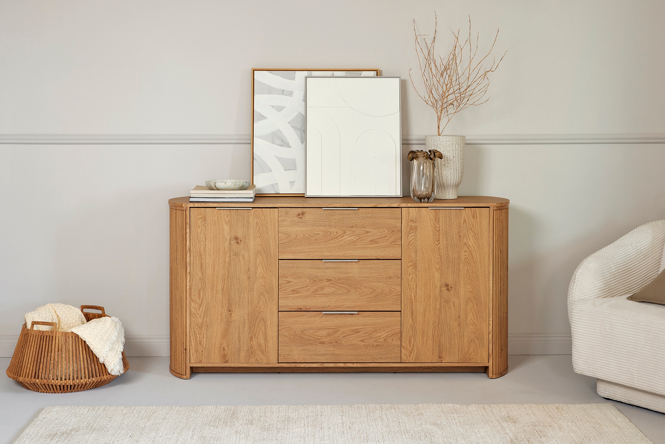 Jahnke Tableau TV »MOON TV 175« 1 cuis tlg. buffet, 2 portes & 3 tiroirs, arrondi, largeur env. 160 cm