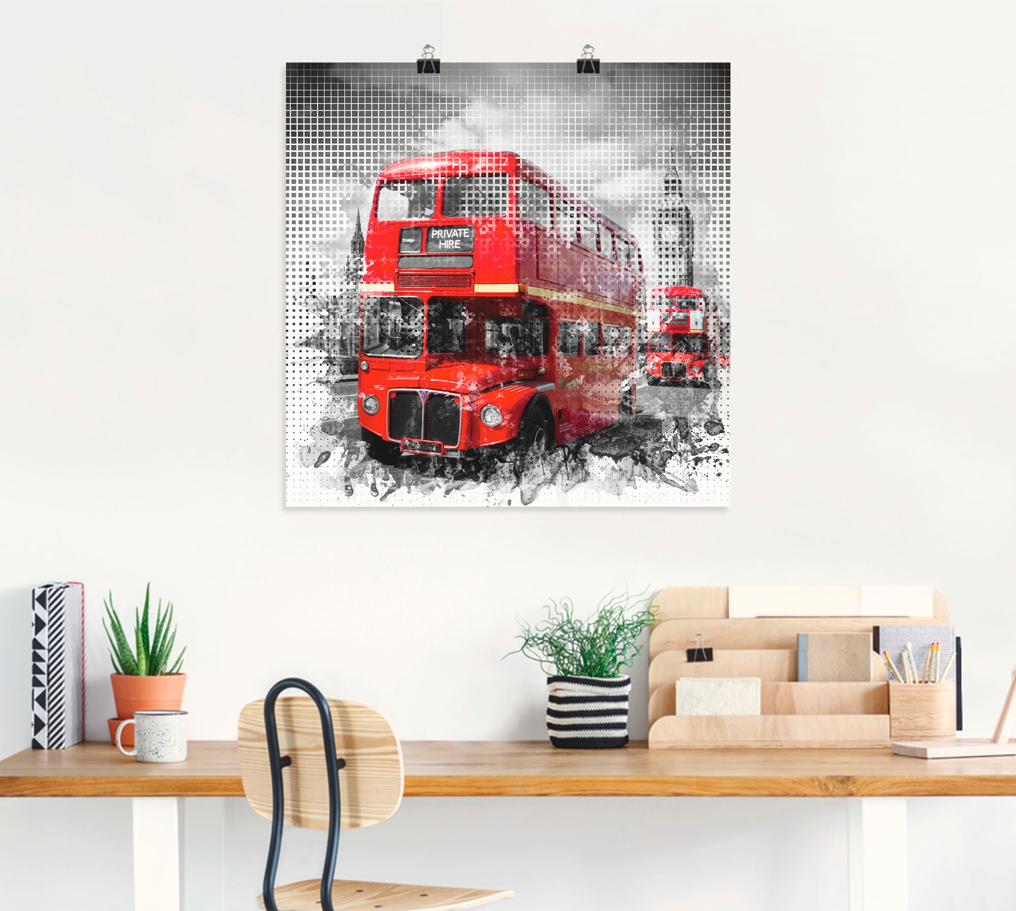 Artland Wandbild »London Westminster Rote Busse«, Auto, (1 St.), als Poster in verschied. Grössen