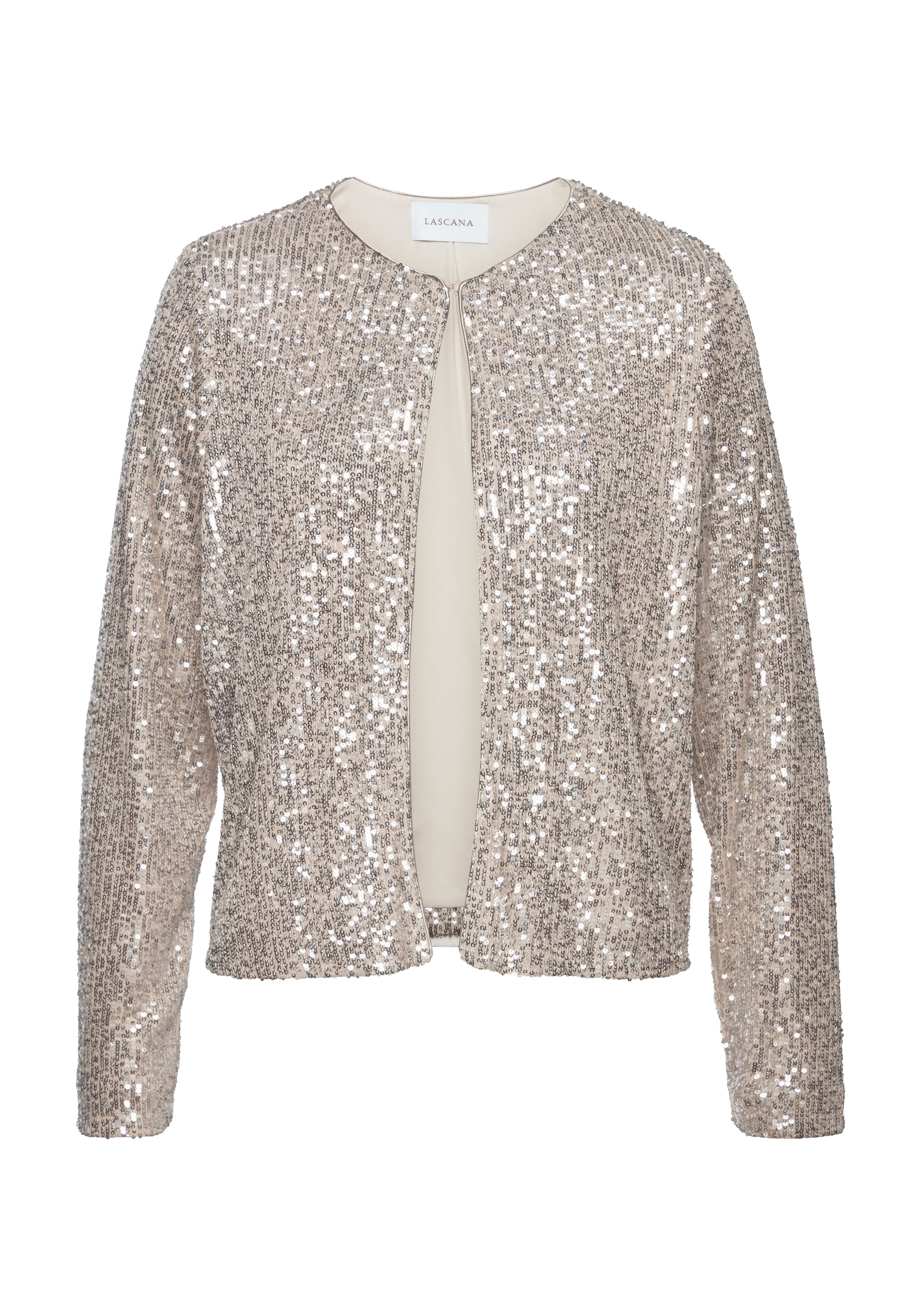 Image of LASCANA Blusenjacke "mit Häkchenverschluss und langen Ärmeln, mit Pailletten" mit Pailletten
