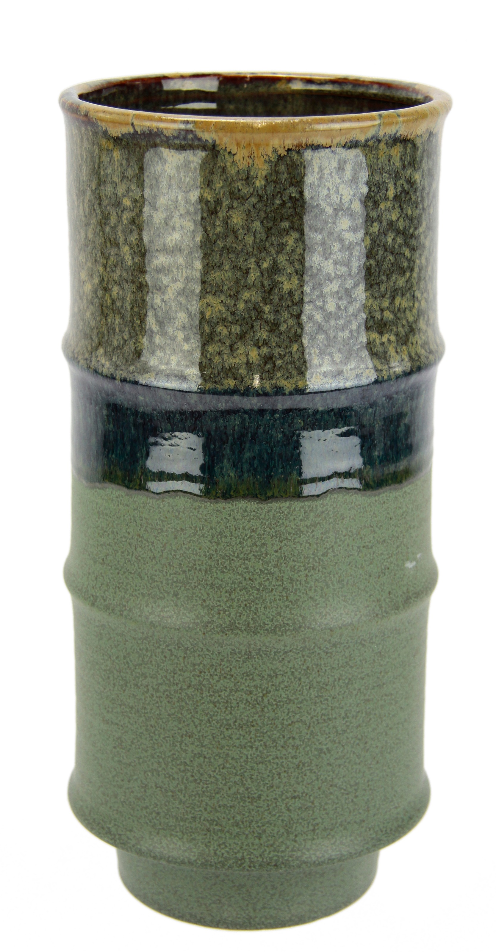Image of I.GE.A. Dekovase "Blumenvase aus Keramik, geriffelt, Zylinderform, matt glänzend" Keramikvase, Dekoration, Vase für Blumen, Zweige und Kunstblumen