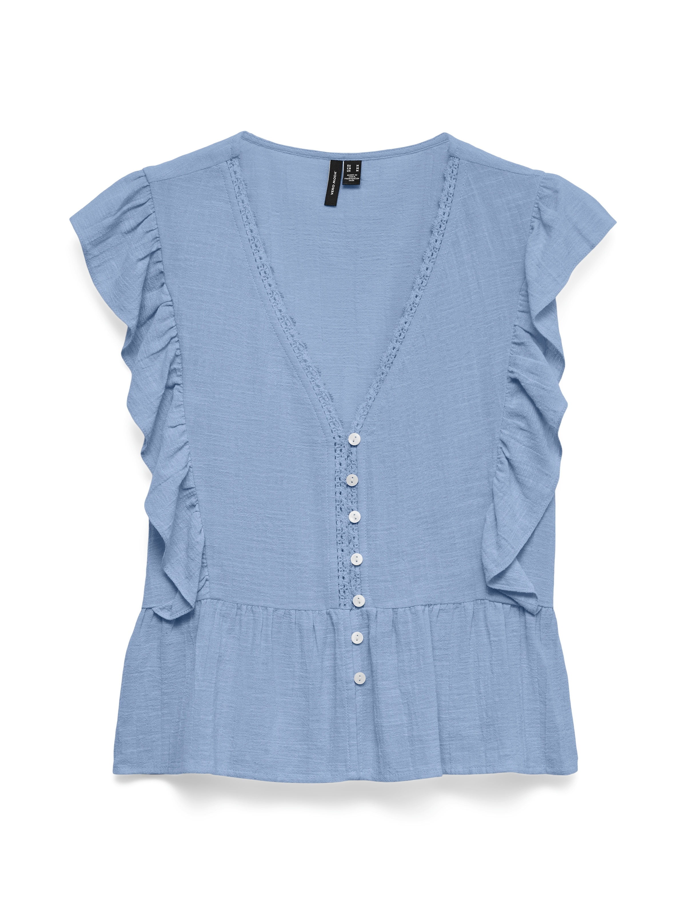 Vero Moda Chemisier à volants »VMVIDO SL TAPE TOP WVN« mélange de coton