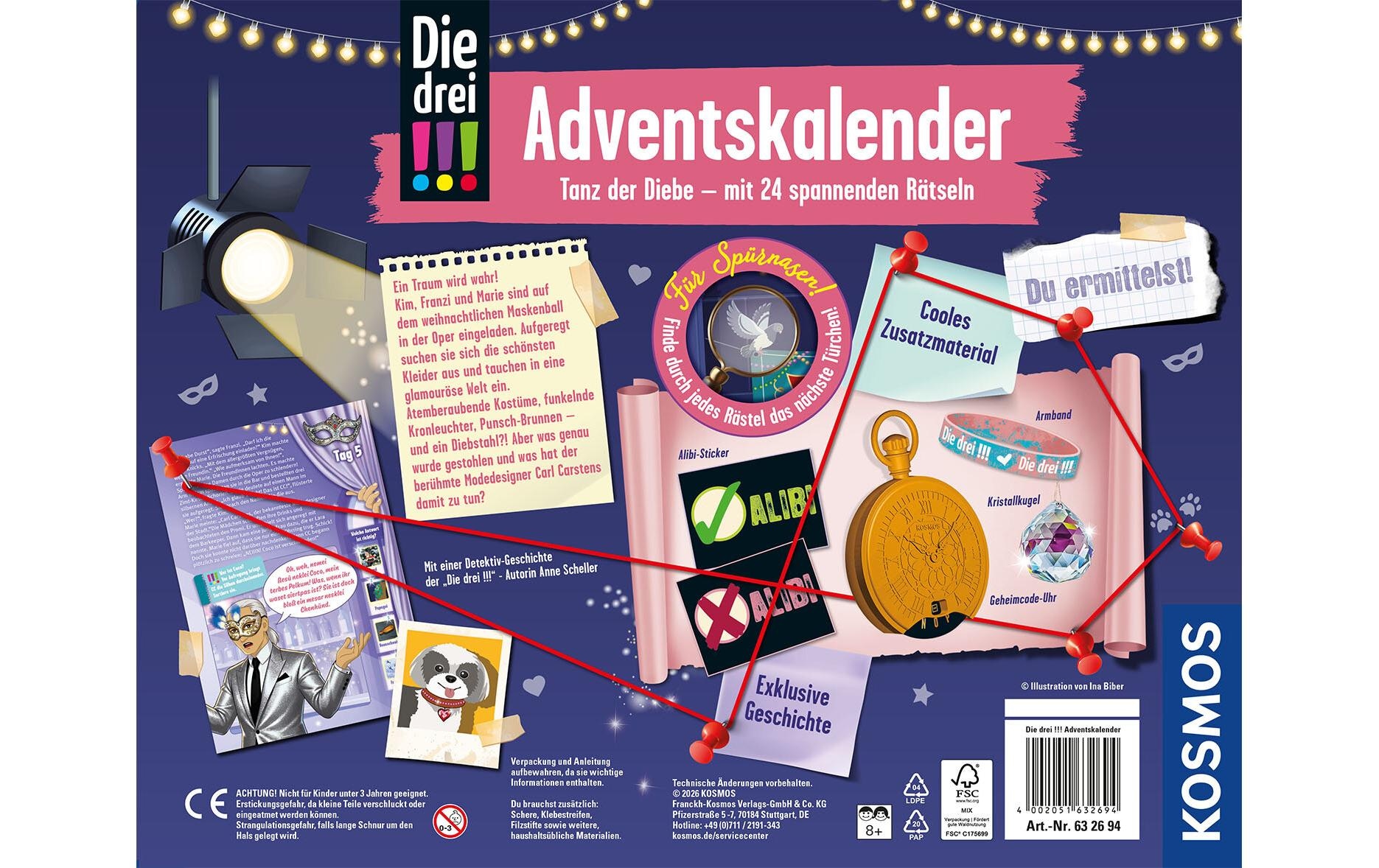 Kosmos Jouet calendrier de l'Avent »Die drei !!! Adventskalender 2026 Detektiv-Rätsel & Gadgets«
