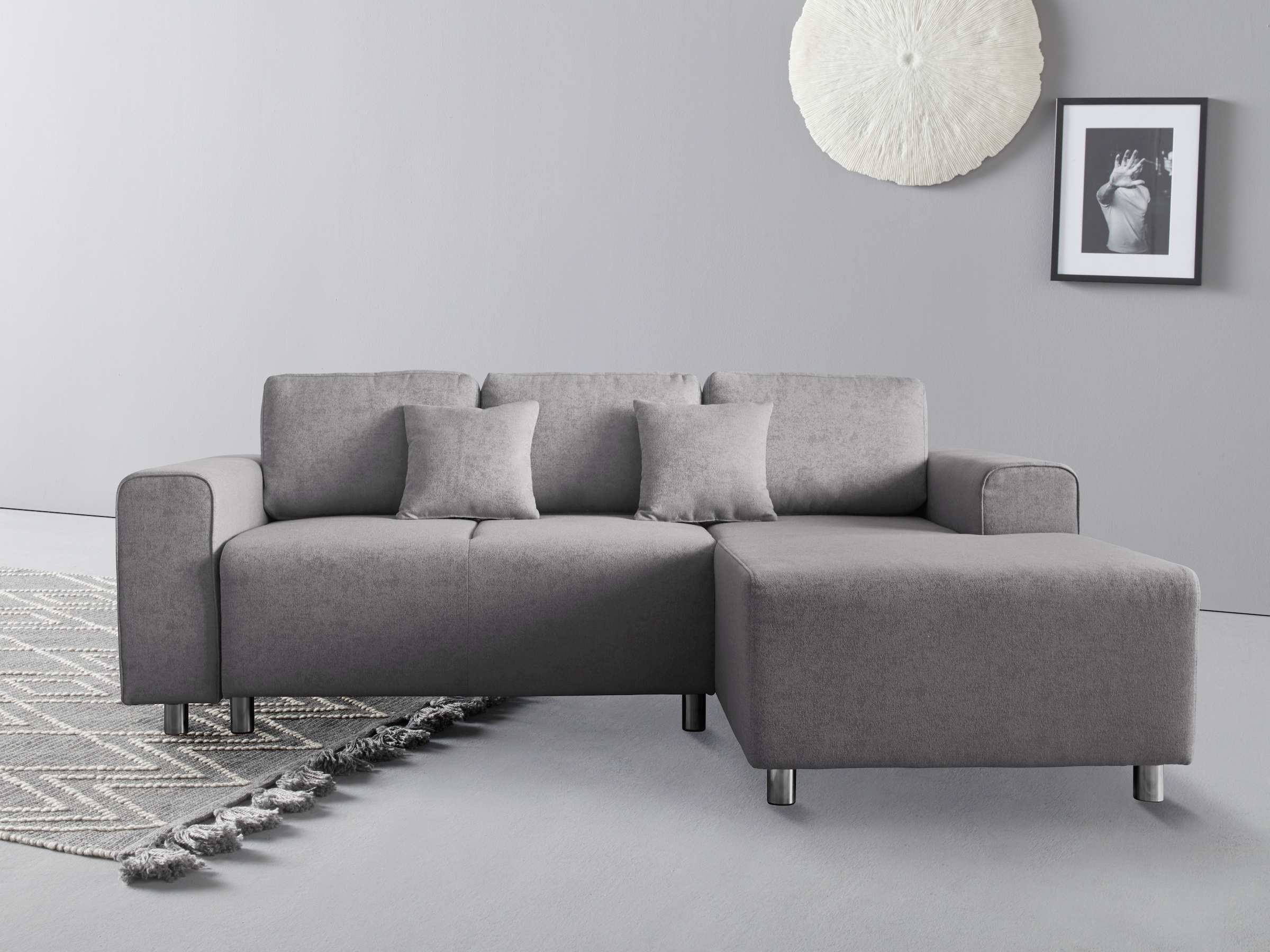Guido Maria Kretschmer Home&Living Ecksofa »Györ«, L-Form, wahlweise mit Bettfunktion und Bettkasten incl. 2 Zierkissen