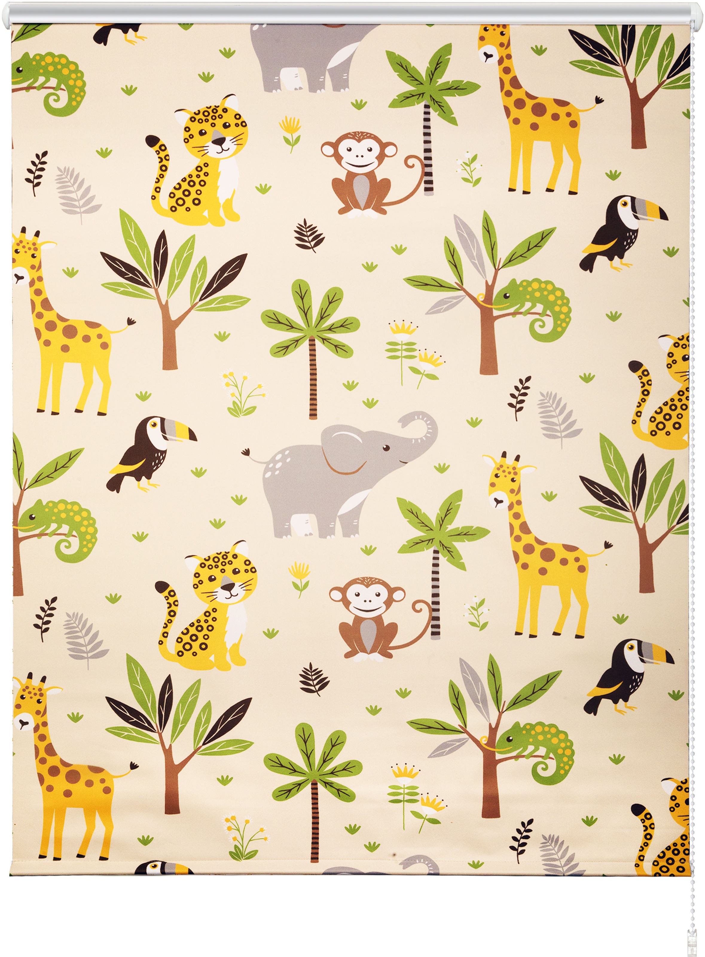 Image of Lüttenhütt Rollo »Jungle«, verdunkelnd, energiesparend, freihängend, Klemmfix, Fixmass, Tiere, Kinderrollo, bedruckt bei Ackermann Versand Schweiz