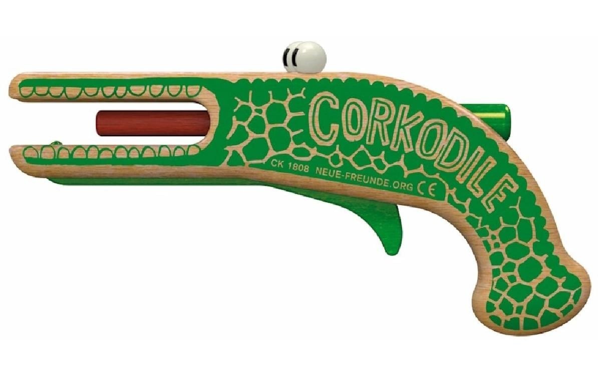 Image of Spielzeug-Polizei Einsatzset "Neue Freunde Corkodile" Korkenpistole aus Holz