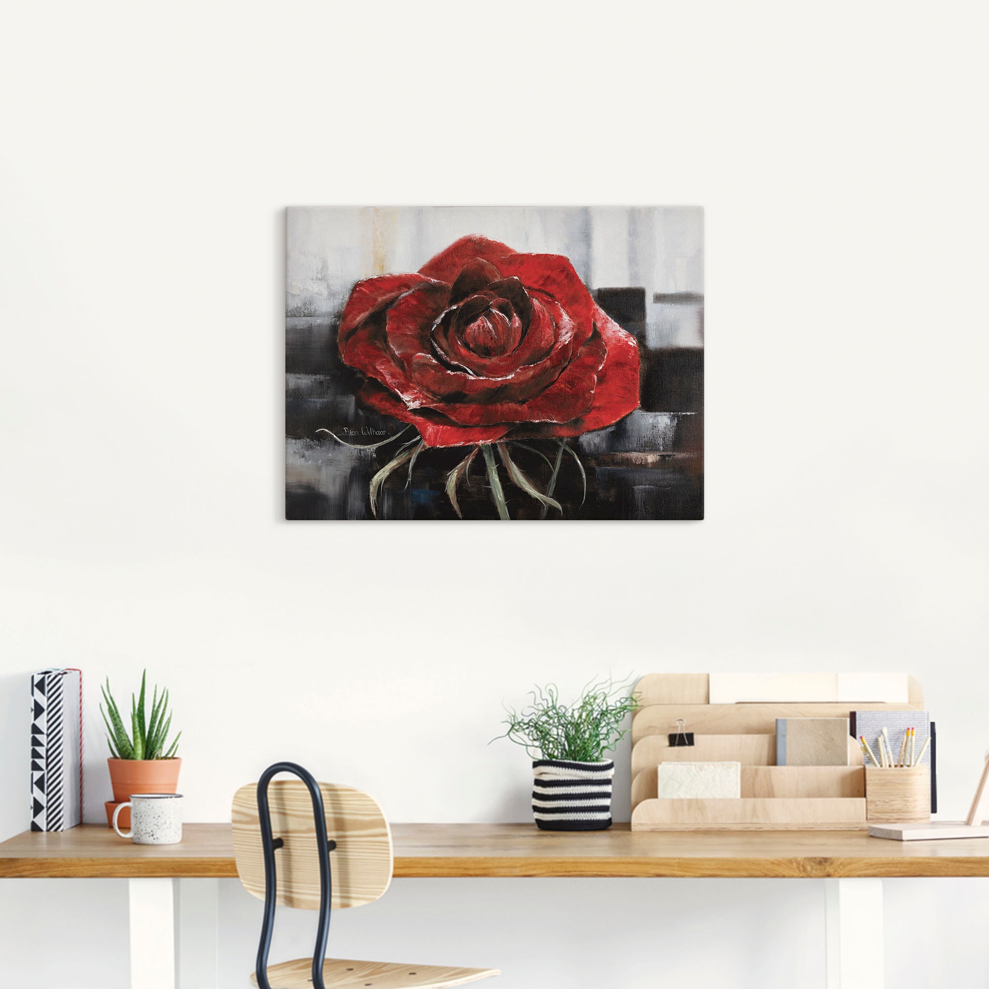 Artland Wandbild »Blühende rote Rose«, Blumen, (1 St.), als Leinwandbild, Poster, Wandaufkleber in verschied. Grössen
