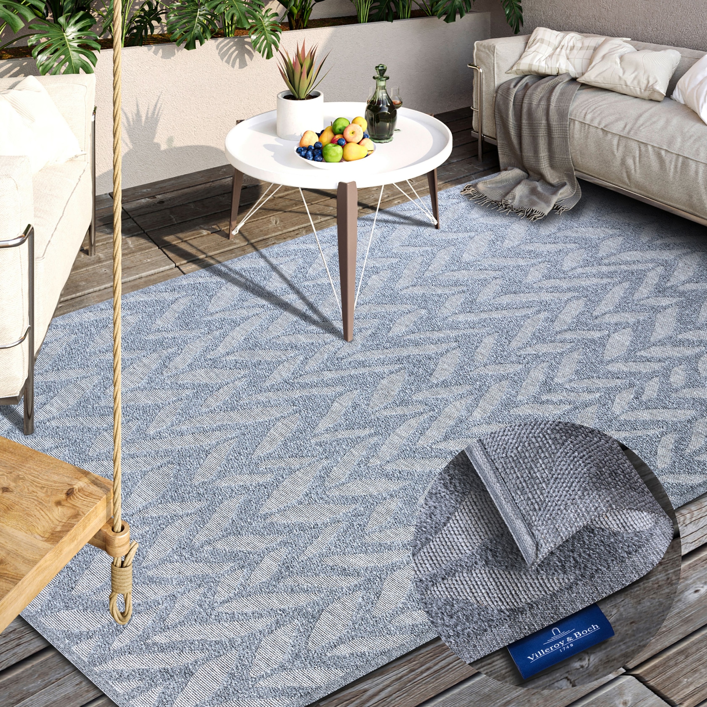 Villeroy & Boch Outdoorteppich »Georgette« rechteckig 4 mm Höhe In-& Outdoor, Flachgewebe, wetterfest, Terrasse, Balkon, modern, Trend