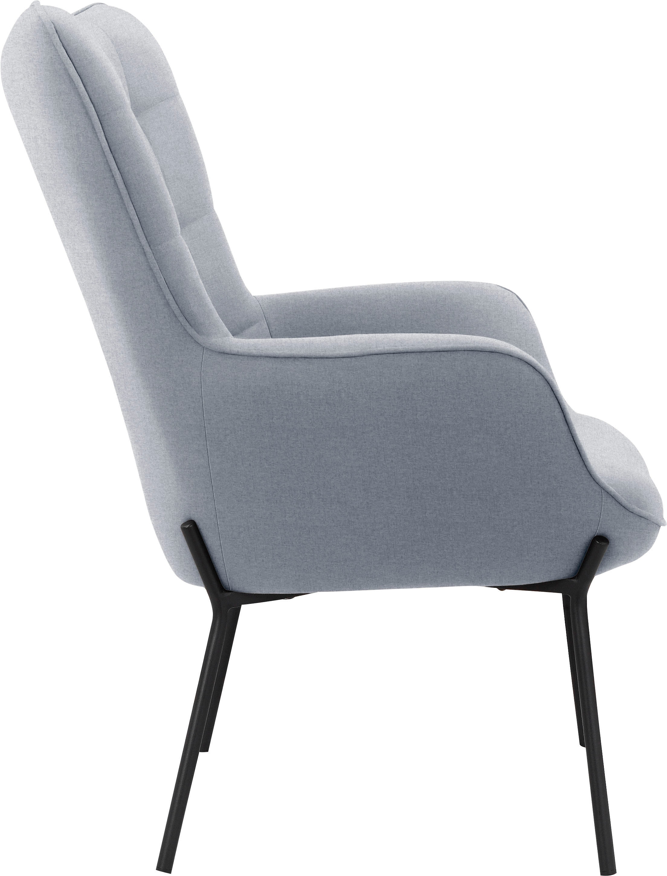 Home affaire Fauteuil lounge »Luukas, Ohrensessel mit Metallbeinen,« 1 cuis tlg. Stoff recyceltes Polyester, Sitz und Rücken gepolstert, Sitzhöhe 46 cm