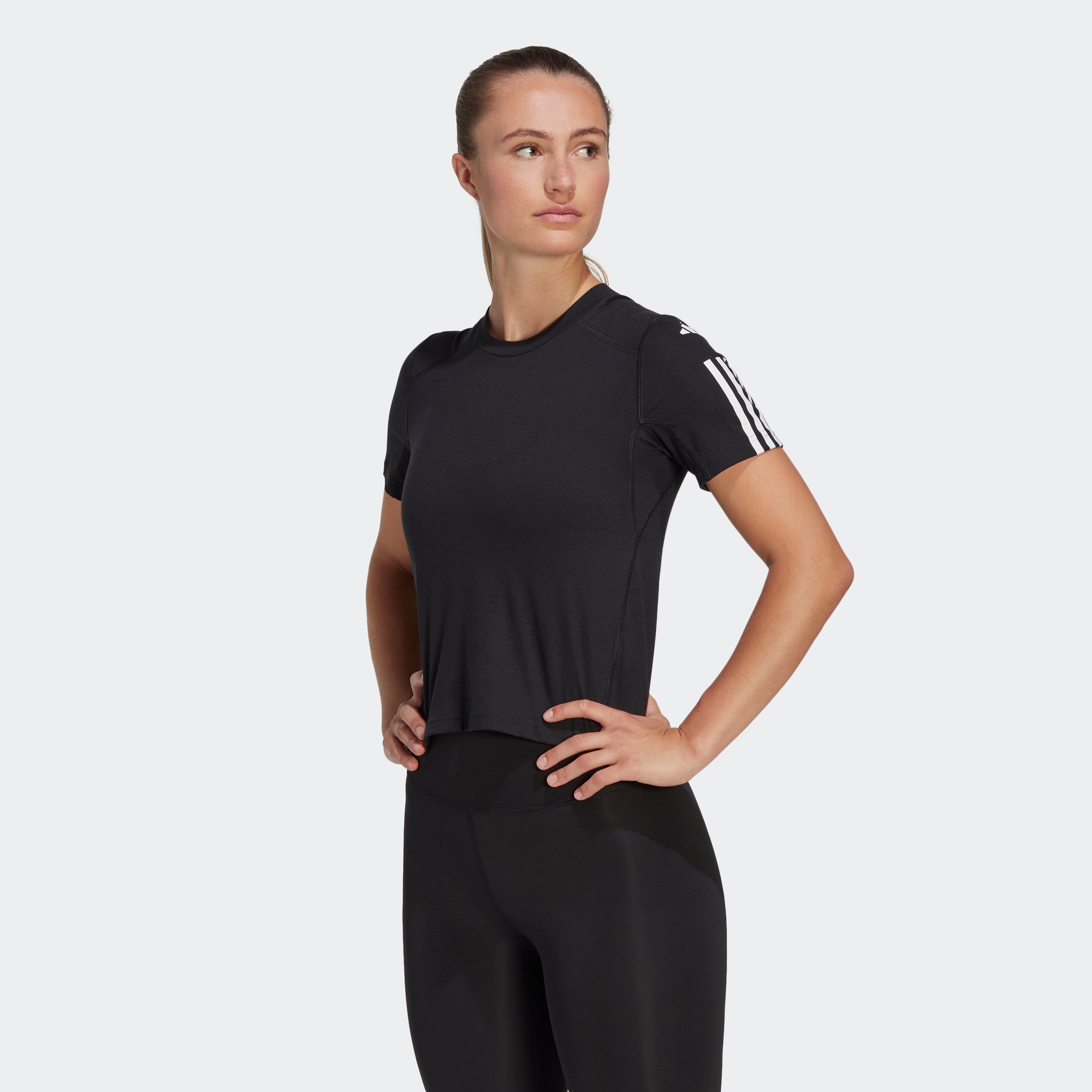 adidas Performance T-Shirt »TRAIN ESSENTIALS TRAIN COTTON 3-STREIFEN CROP«