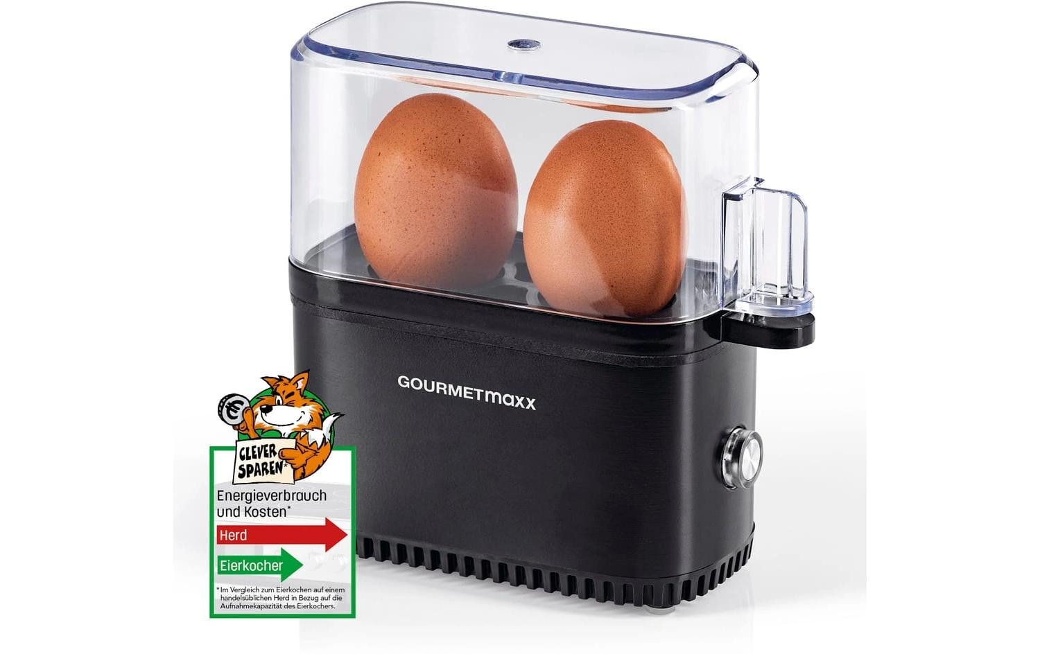 GOURMETmaxx Cuiseur d'œufs »Kompakt 2.0 250 W« für 2 cuis Eier 250 W Kompakter Design-Eierkocher für zwei Frühstückseier