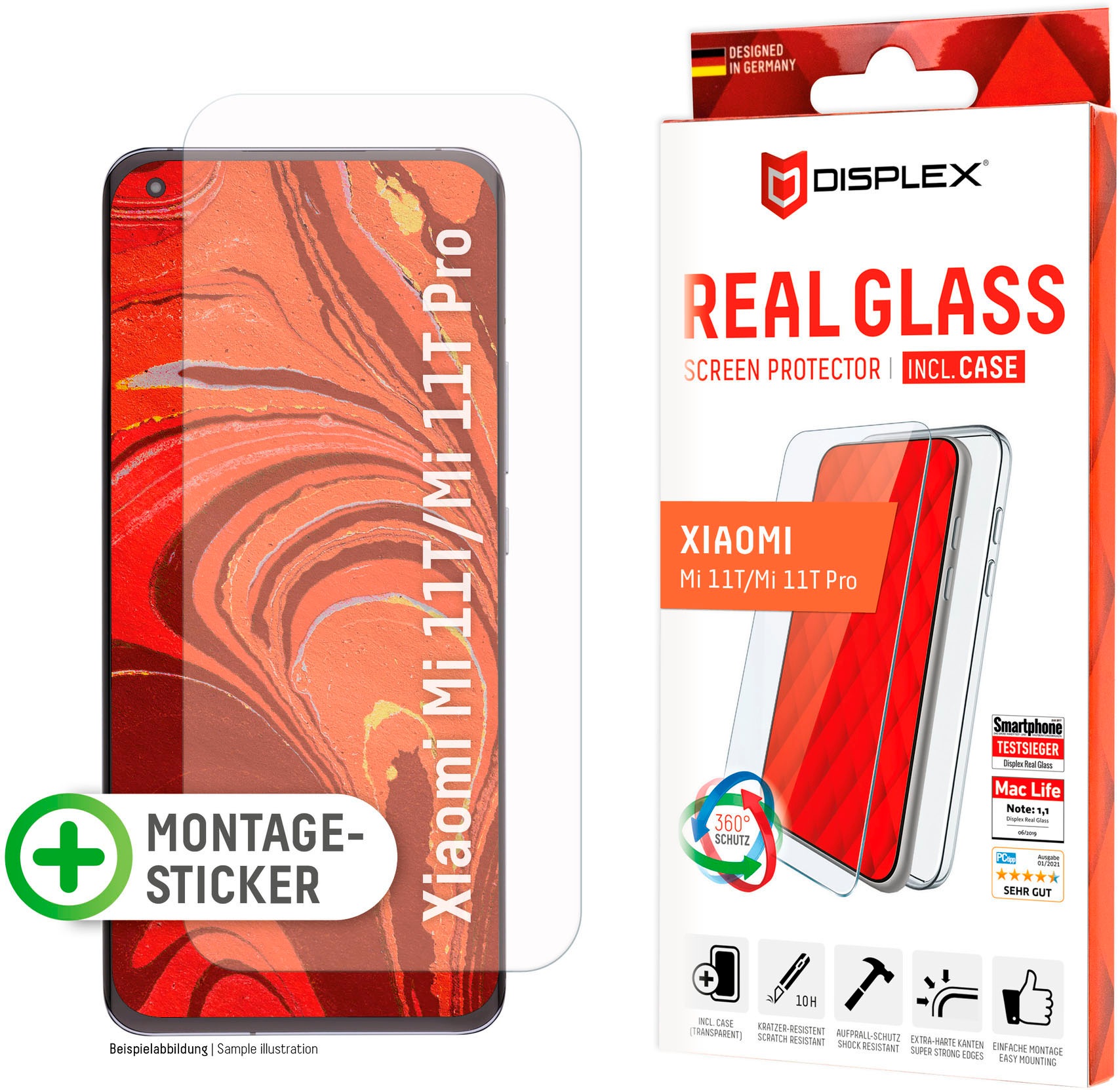 Image of Displex Displayschutzfolie »Real Glass 2D + Case Xiaomi 11T/11T Pro«, für Xiaomi 11T/11T Pro bei Ackermann Versand Schweiz