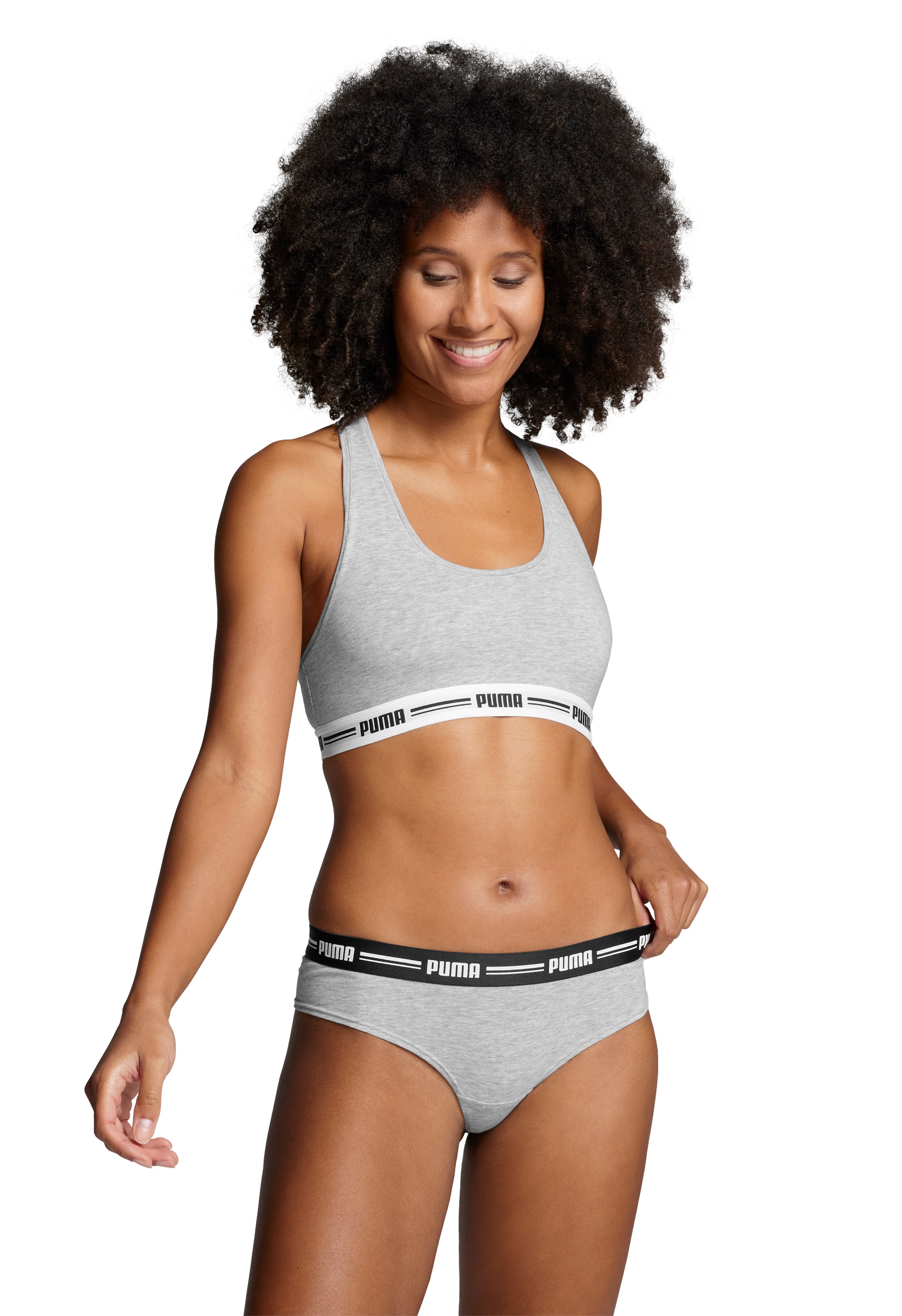 PUMA Brasilslip »PUMA WOMEN BRAZILIAN 2P PACK«, (2er Pack), Breiter elastischer Logobund