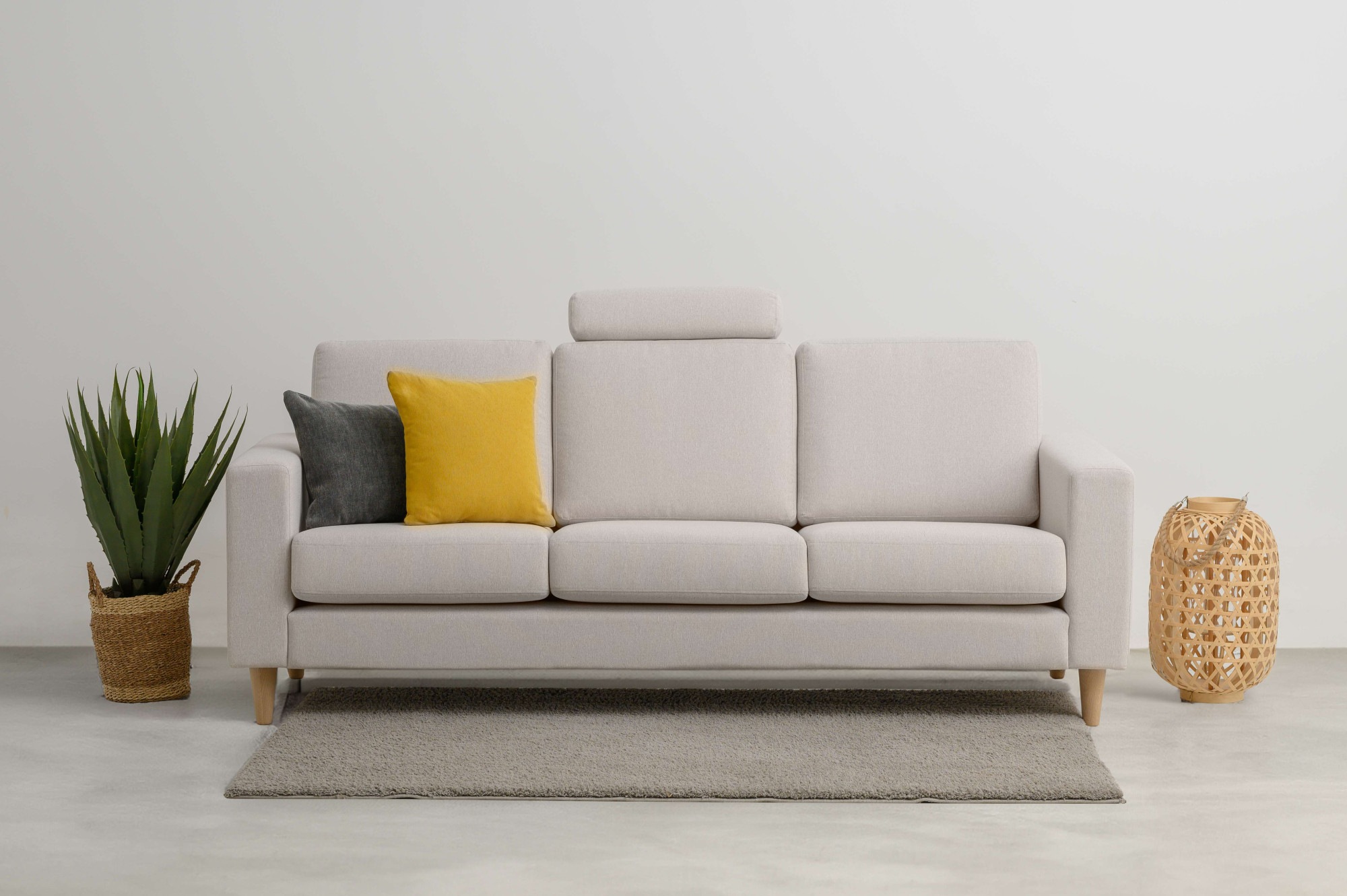 Image of GOODproduct 3-Sitzer "Tvinno" im skandinavischen Stil, mit Massivholzfüssen, Breite 217 cm