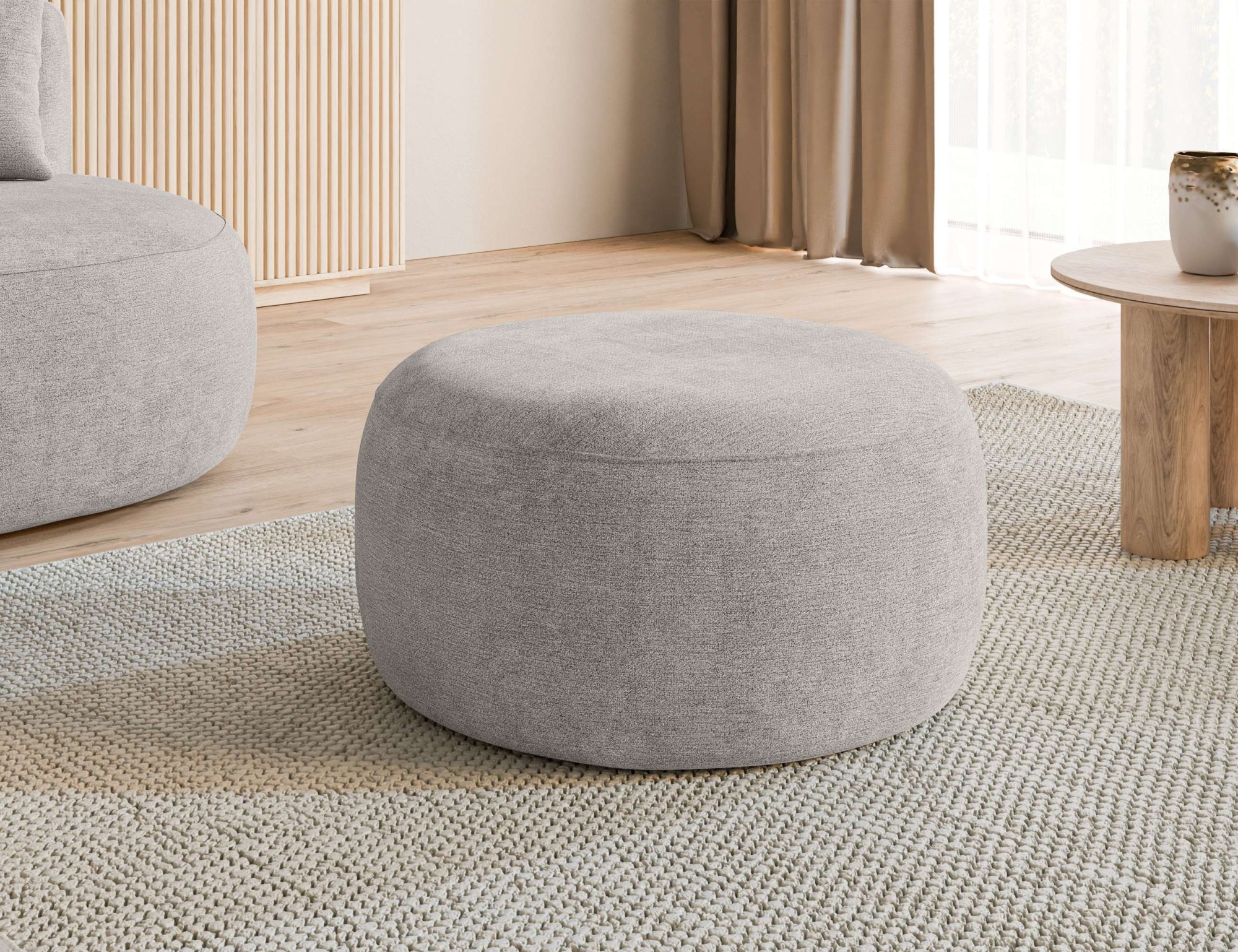 homsy by Ana Johnson Tabouret rembourré »PEBBLA Rundhocker, modernes Design, Bezug- Boucle oder Struktur« Diamètre 70 cm, assorti au canapé de la série