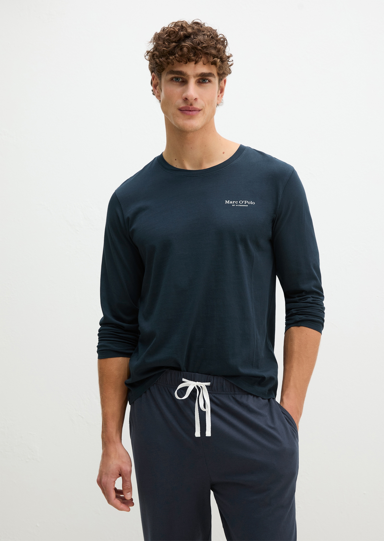 Image of Marc OPolo Pyjamaoberteil "Mix N Match Cotton" mit langen Ärmeln und Rundhalsausschnitt