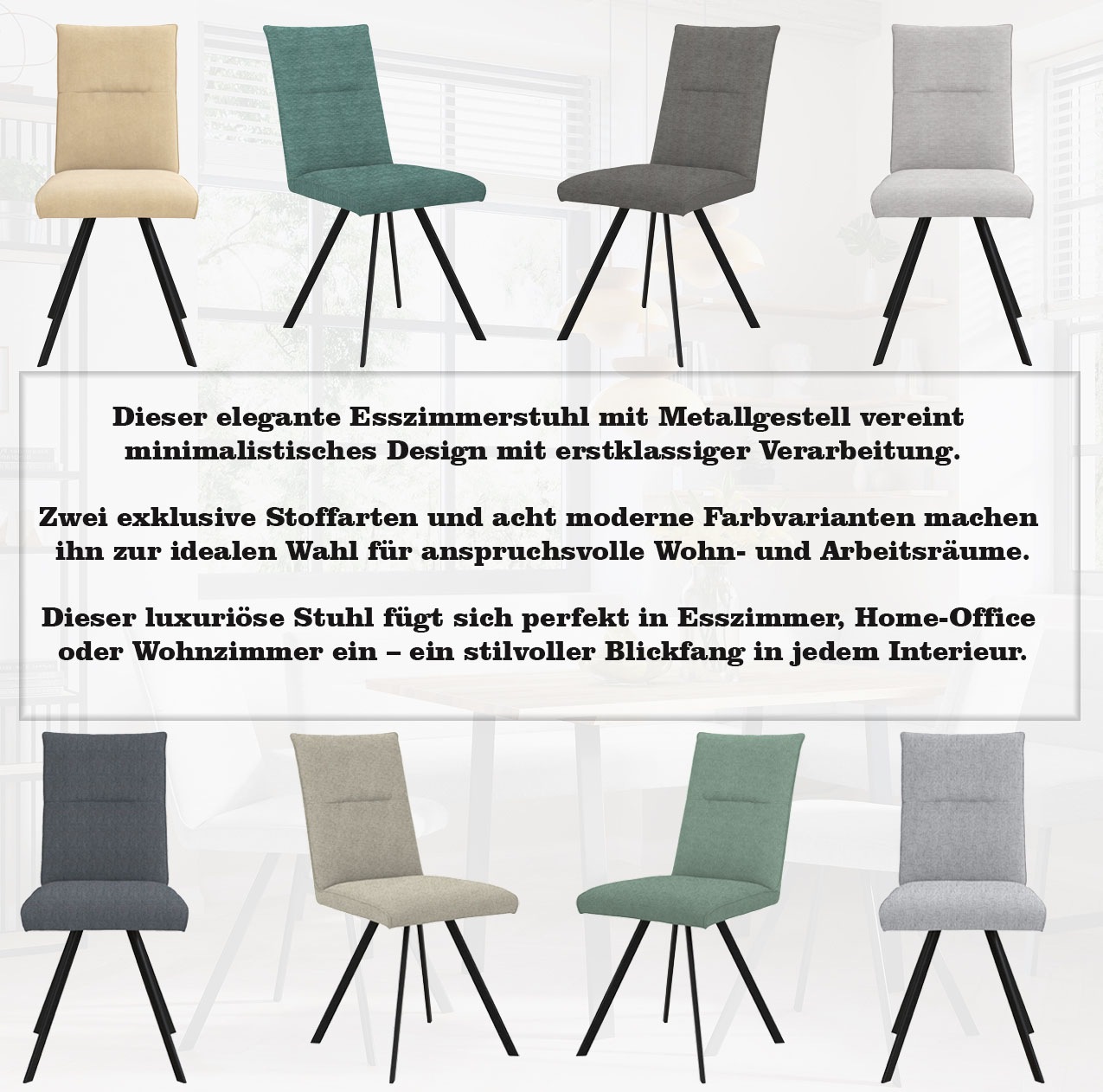 Home affaire Chaise à 4 pieds »Sava« (Set) 2 cuisMetallgestell