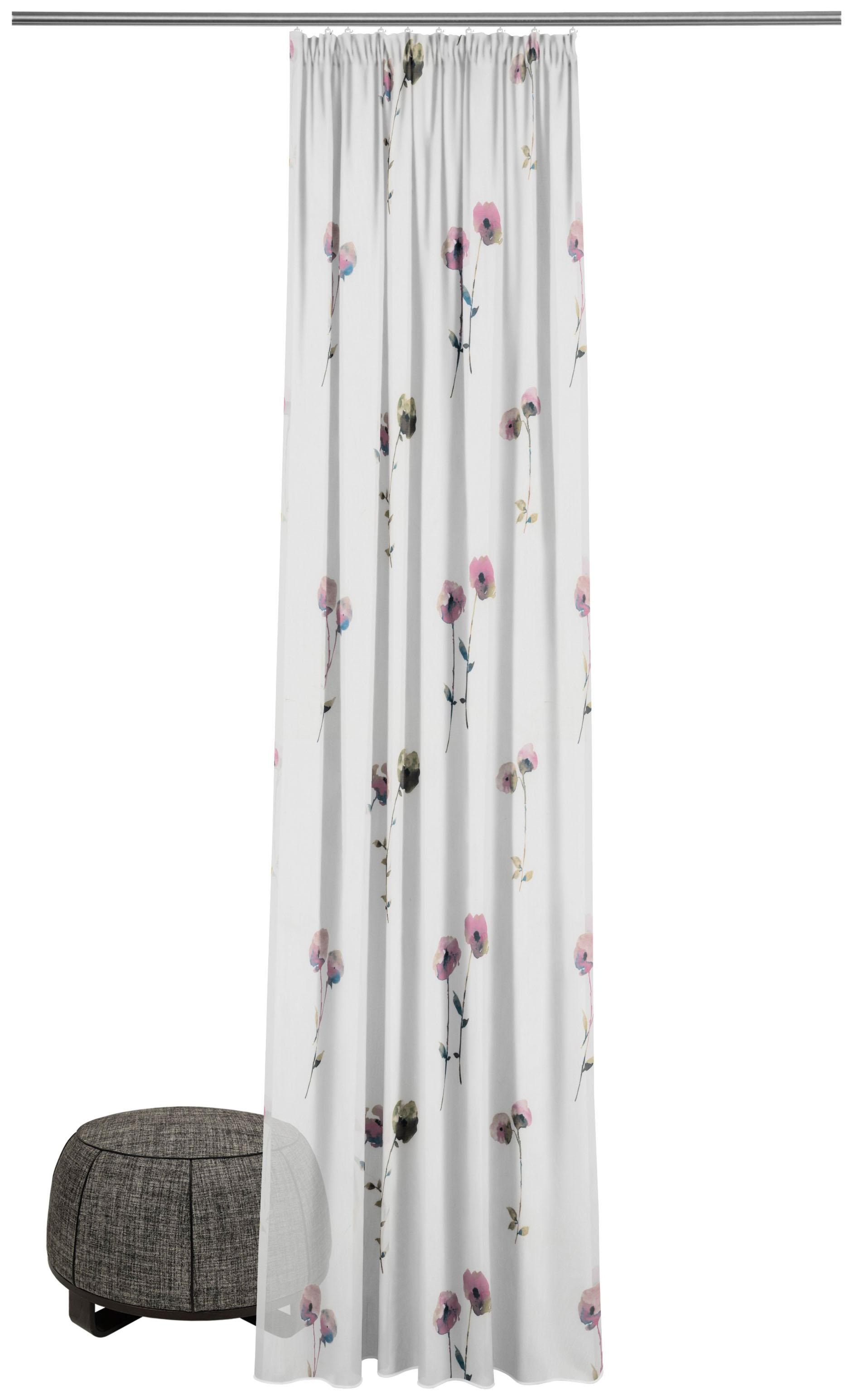 Image of ADO Goldfarbenkante Gardine nach Mass »Poppy«, (1 St.), fein strukturiert, halbtransparenter Stoff, einseitig bedruckt bei Ackermann Versand Schweiz