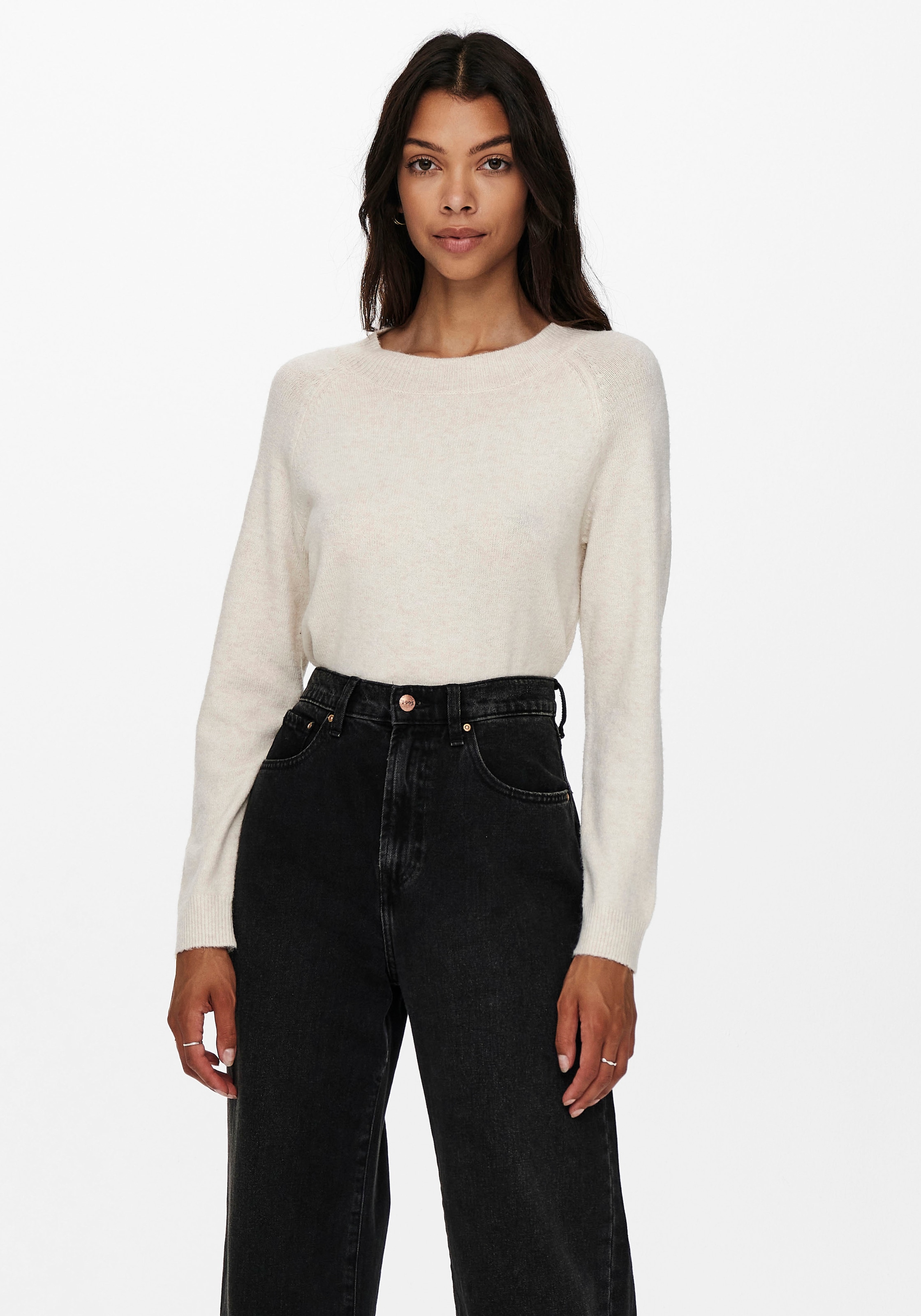 Image of ONLY Rundhalspullover "ONLRICA LIFE L/S PULLOVER KNT NOOS" Materialmix, regular fit
