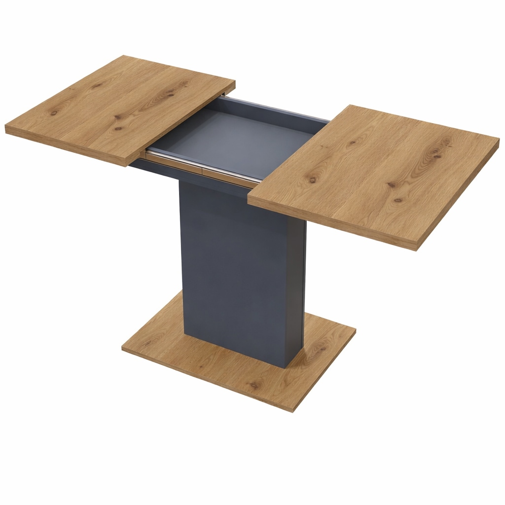 GOODproduct Table de salle à manger »Boston, Säulentisch, Speisetisch, Küchentisch, ausziehbar bis 150 cm« Place pour jusqu'à 6 personnes, extensible grâce à une rallonge