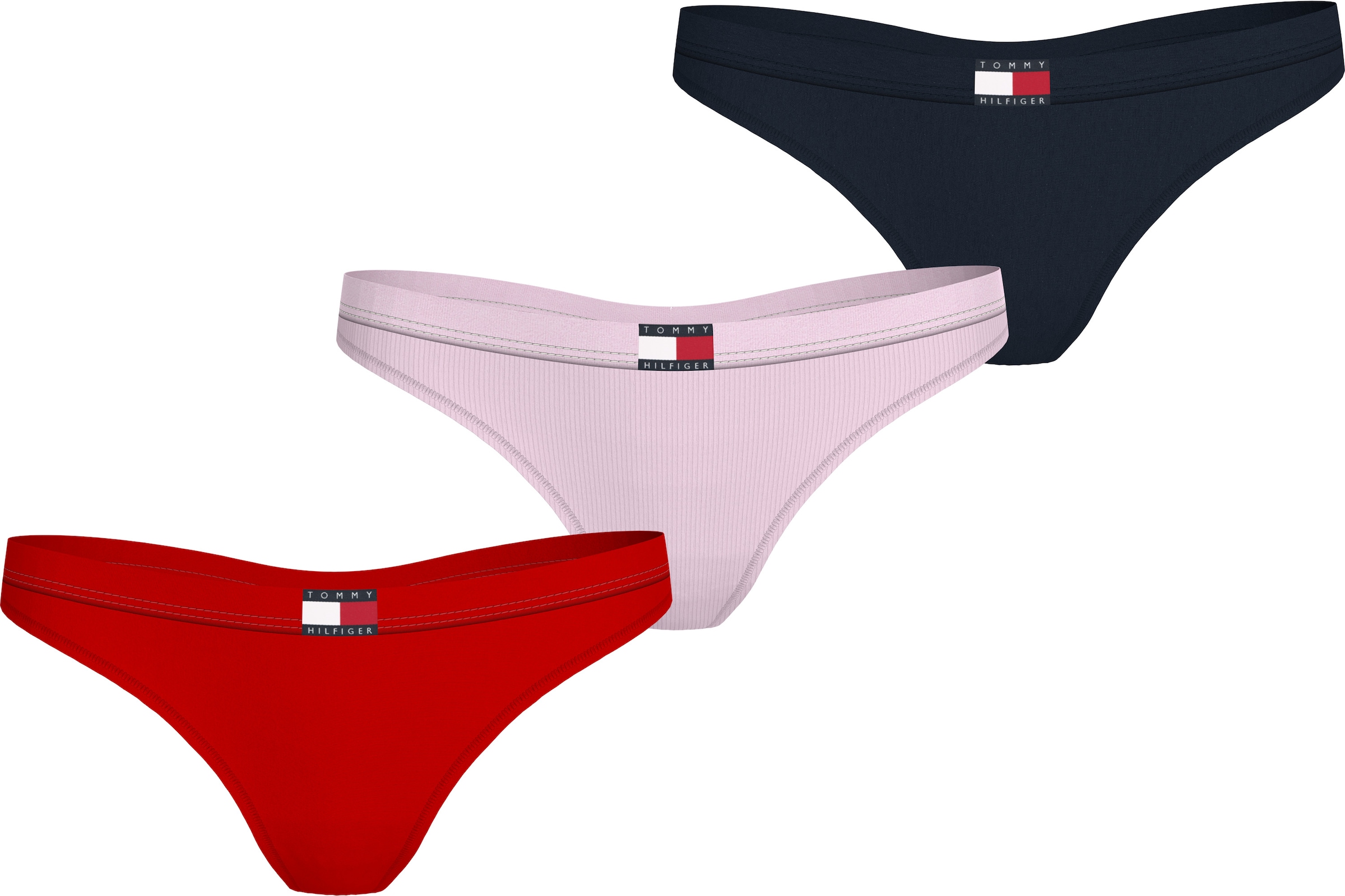 Tommy Hilfiger Underwear String »3 PACK FLAG THONG (EXT. SIZE)«, (Packung, 3 St., 3er), mit Logo-Stretchbund