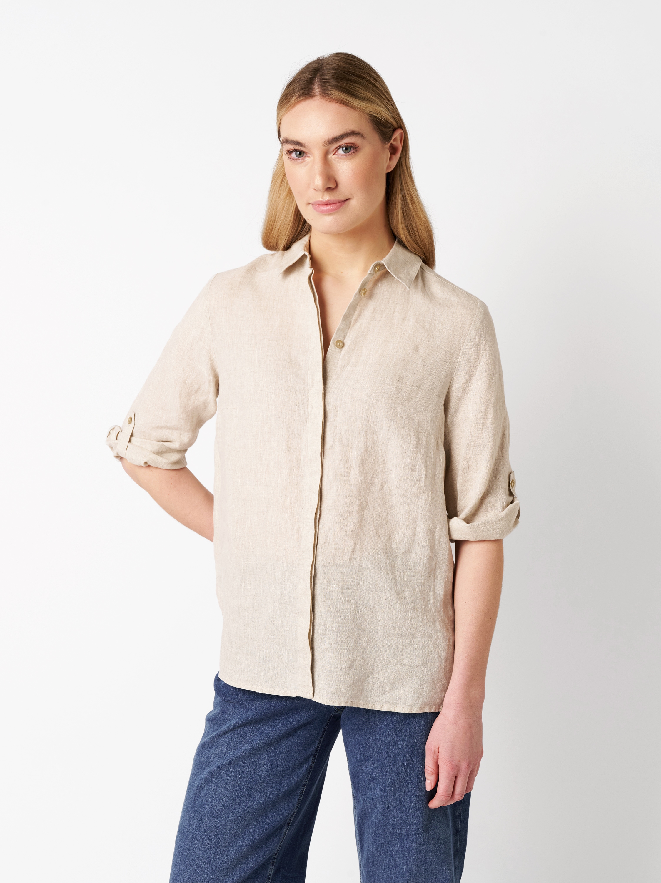Image of TONI Klassische Bluse "Clay 3/4-Arm" aus sommerlicher Leinenqualität