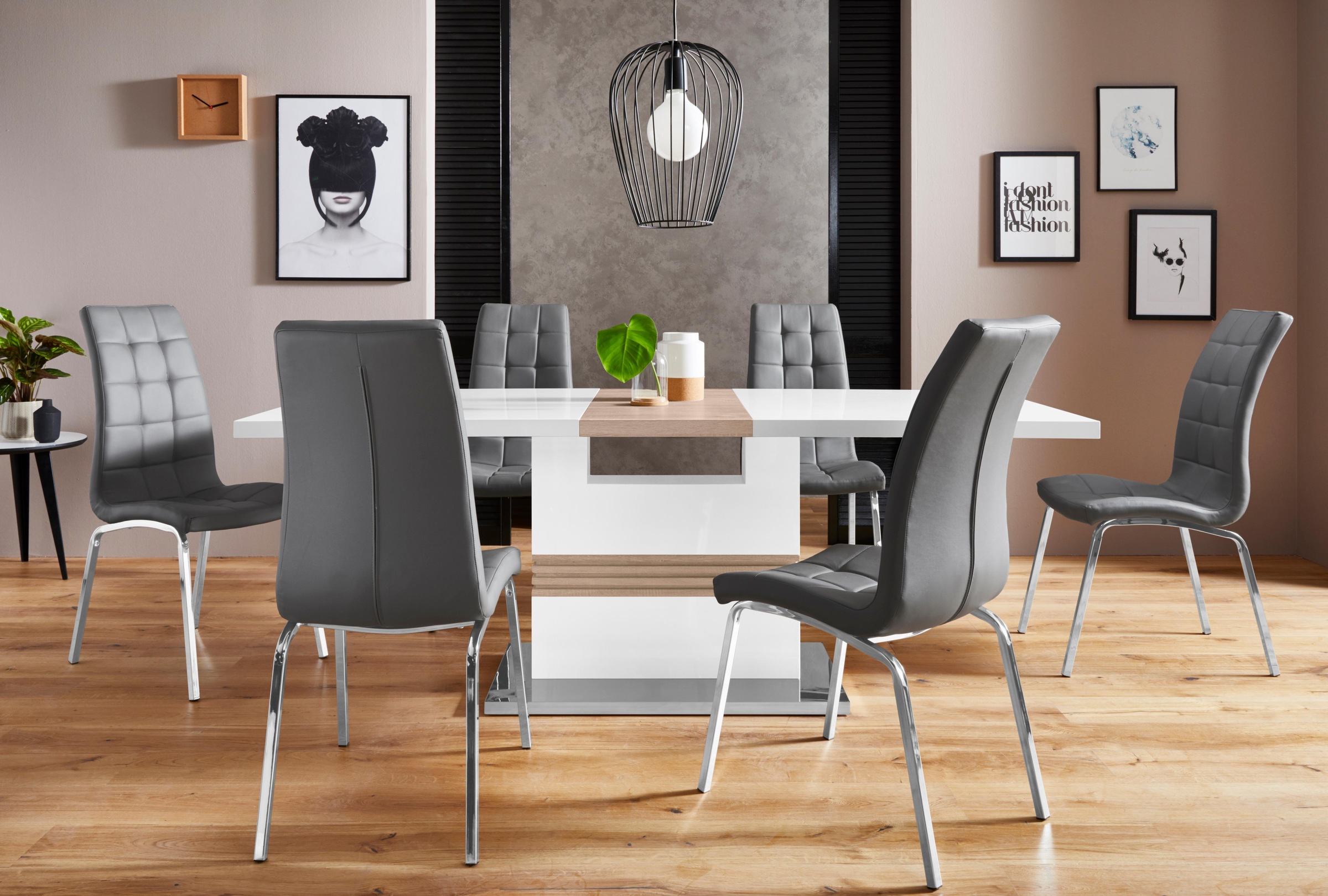 Image of GOODproduct Essgruppe "Perez/Lila" Set, 5 Stk. tlg. mit 4 Stühlen, Tisch ausziehbar, Breite 160-200 cm