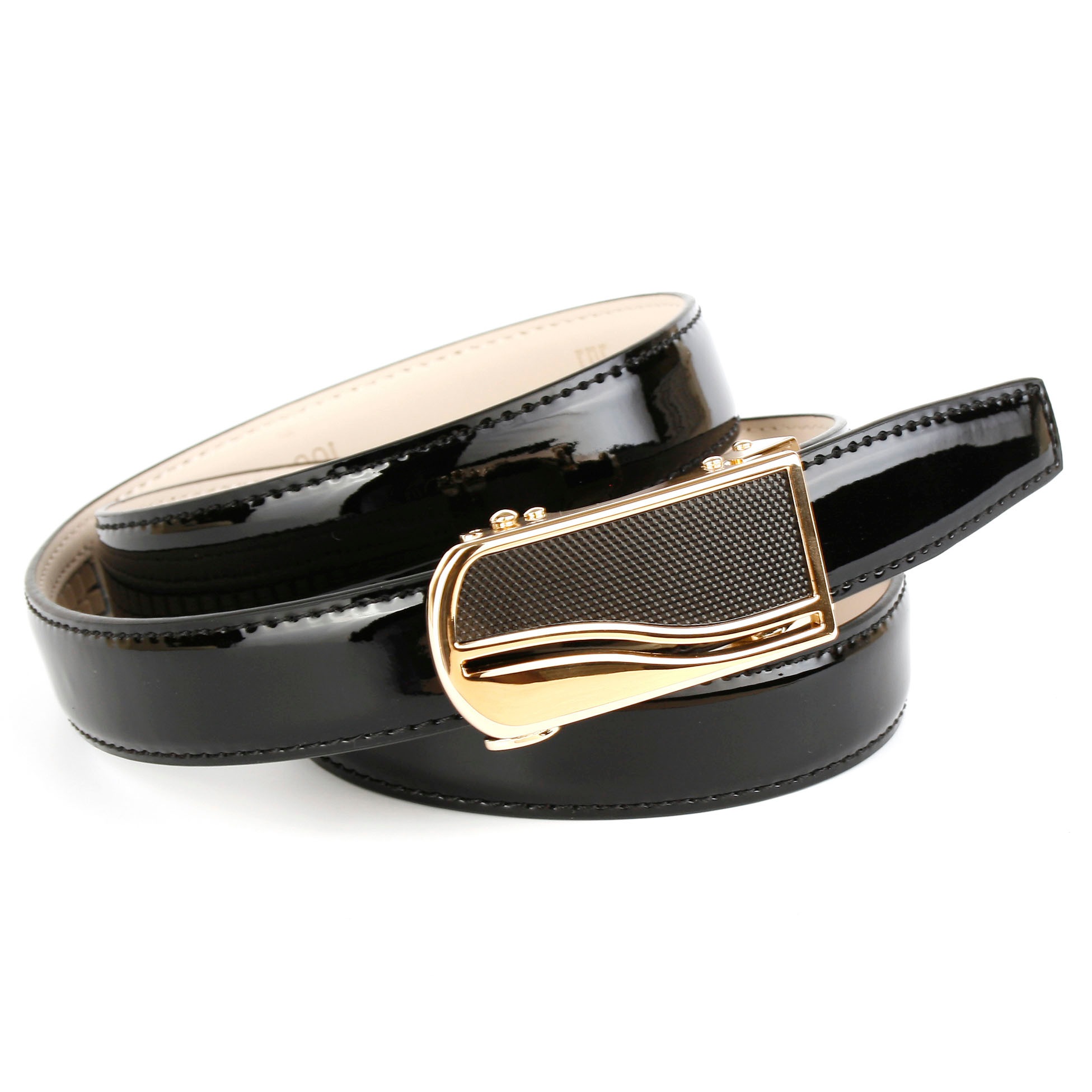 Image of Anthoni Crown Ledergürtel, Schmaler Business-Lackledergürtel, Steppnähte bei Ackermann Versand Schweiz