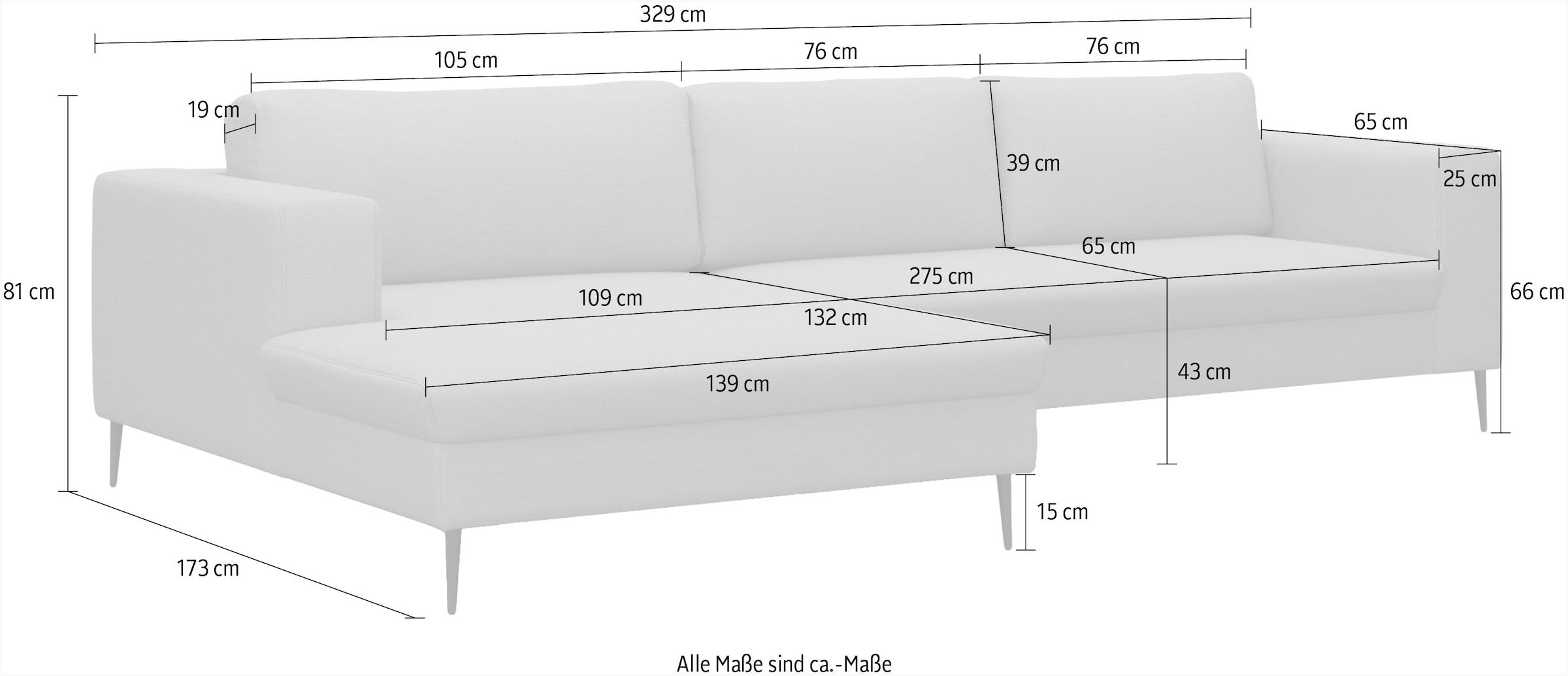 DOMO collection Ecksofa »Modica, zeitlos und elegant, L-Form« moderne Optik mit extrabreiter Recamiere, auch in Cord