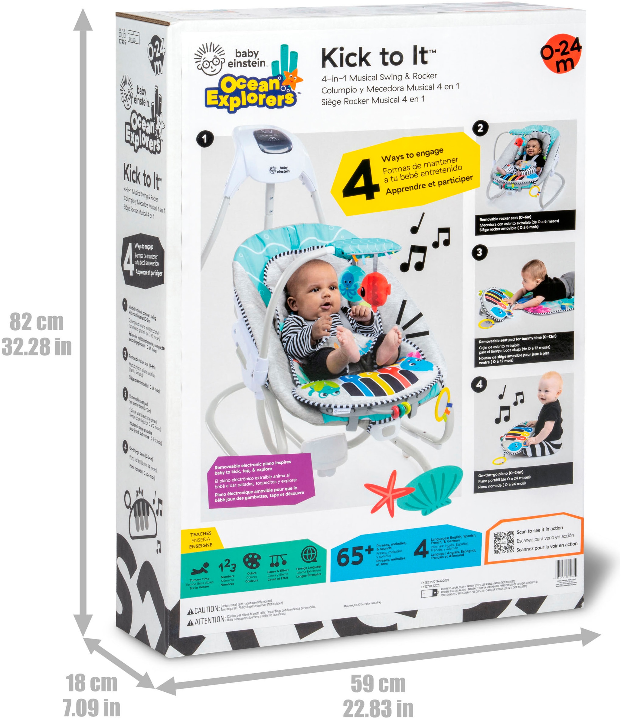 Baby Einstein Transat pour bébé »Kick to It 4-in-1 Musical Swing & Rocker« bis 9 kilos mit Sound-Effekt