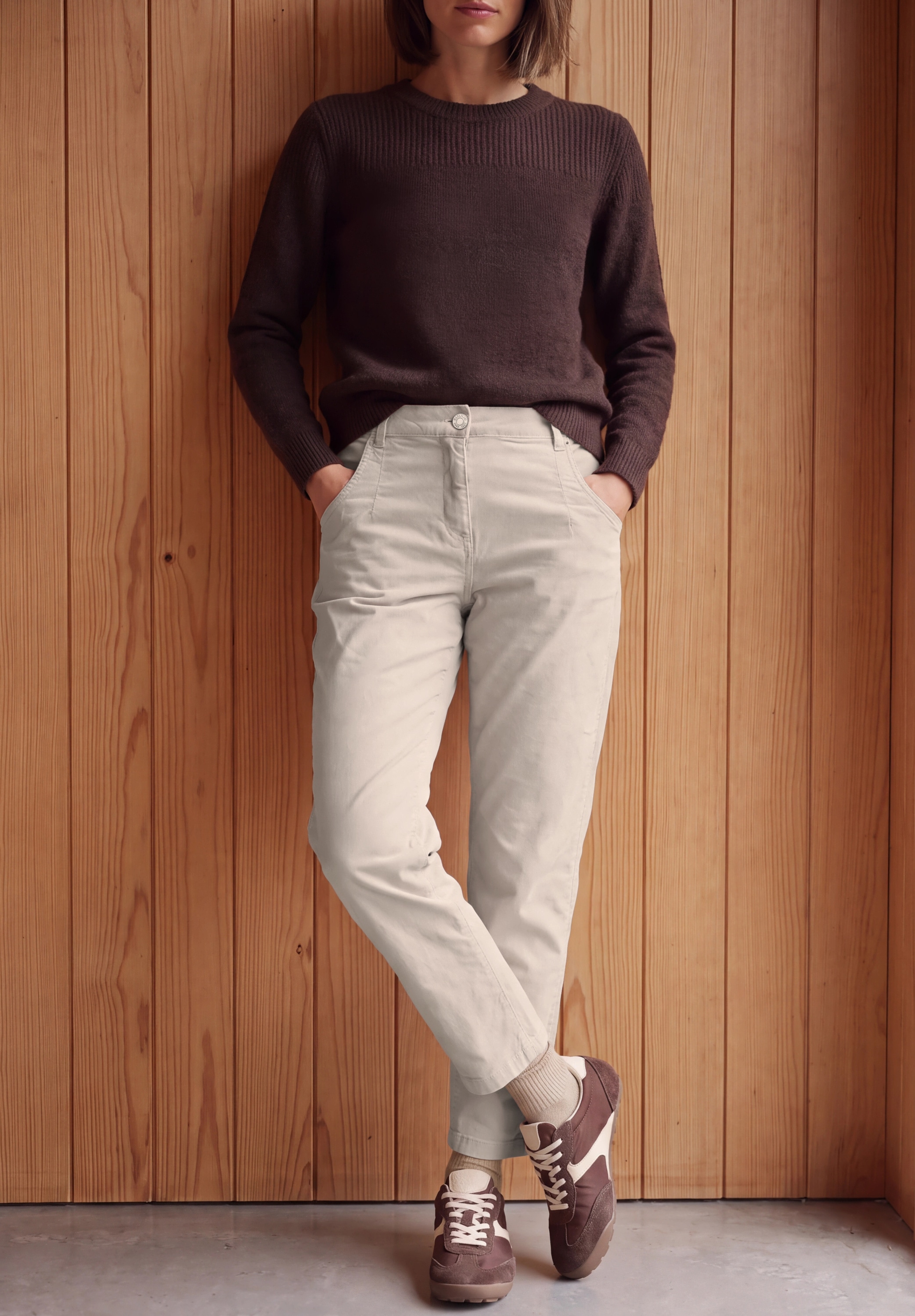Cecil Pantalon en tissu »Style Scarlett«  Mid Waist Barrel Leg Hose im Casual Fit / Stretch