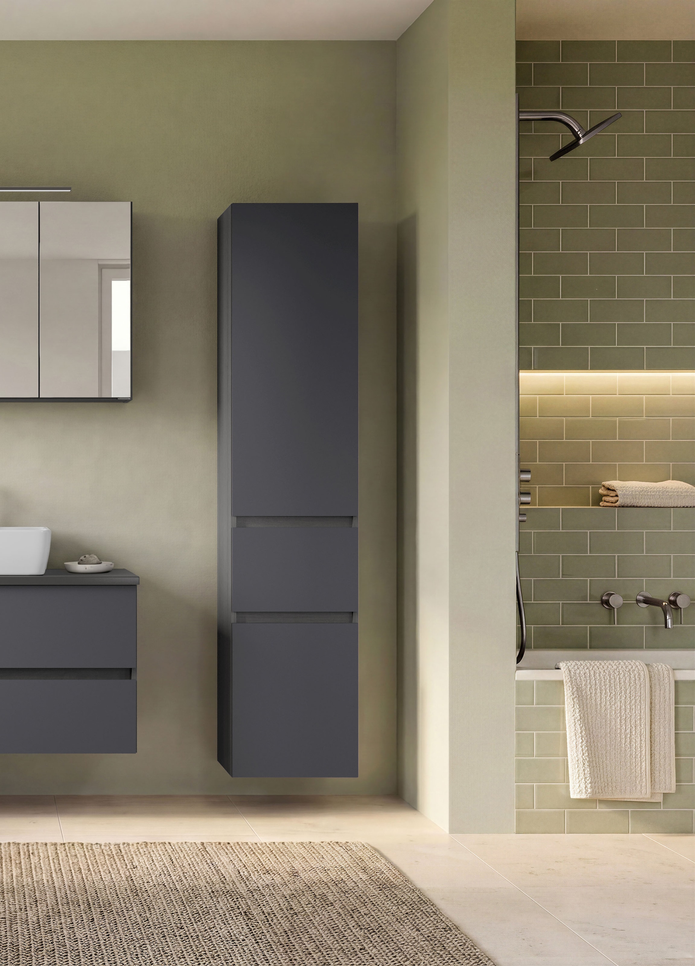 GOODproduct Badmöbel-Set »BOZEN, 4-tlg. Unterbecken-Set - Seitenschrank«