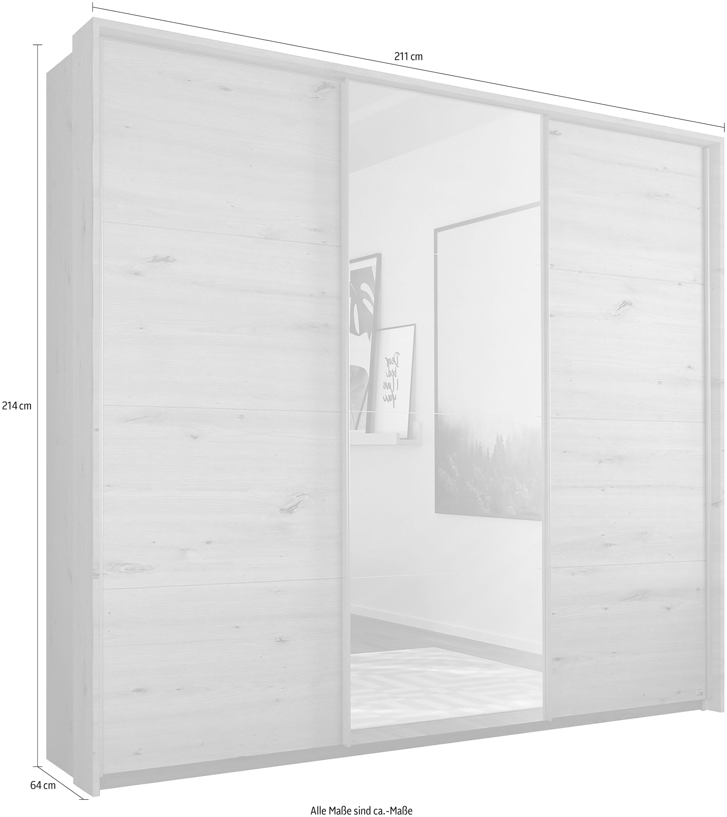 GOODproduct Kleiderschrank »Kleiderschrank Schrank Garderobe Wäscheschrank TOMA mit Passepartout« Breiten 211/278/323/368 cm, Höhen 214/233 cm inkl. Passepartout,  inkl. Regaleinsatz sowie zusätzlichen Einlegeböden MADE IN GERMANY