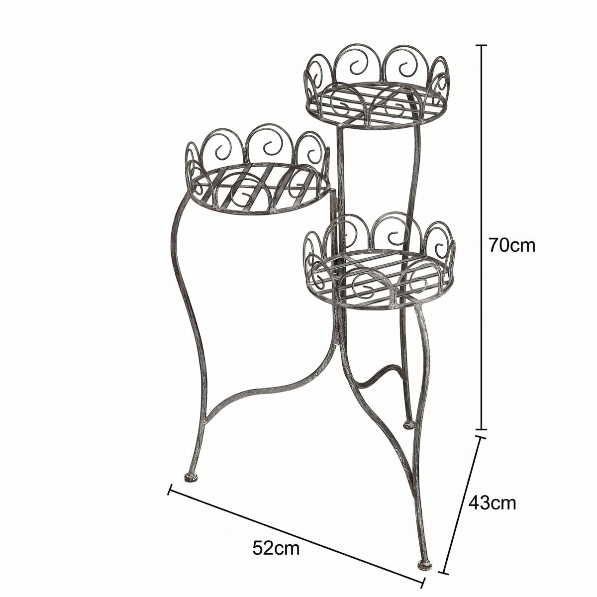 Ambiente Haus Tabouret à fleurs »Blumenständer in grau (H) 70cm« 1 cuis tlg. aus Schmiedeeisen mit Pulverbeschichtung für Innen- und Aussenbereich