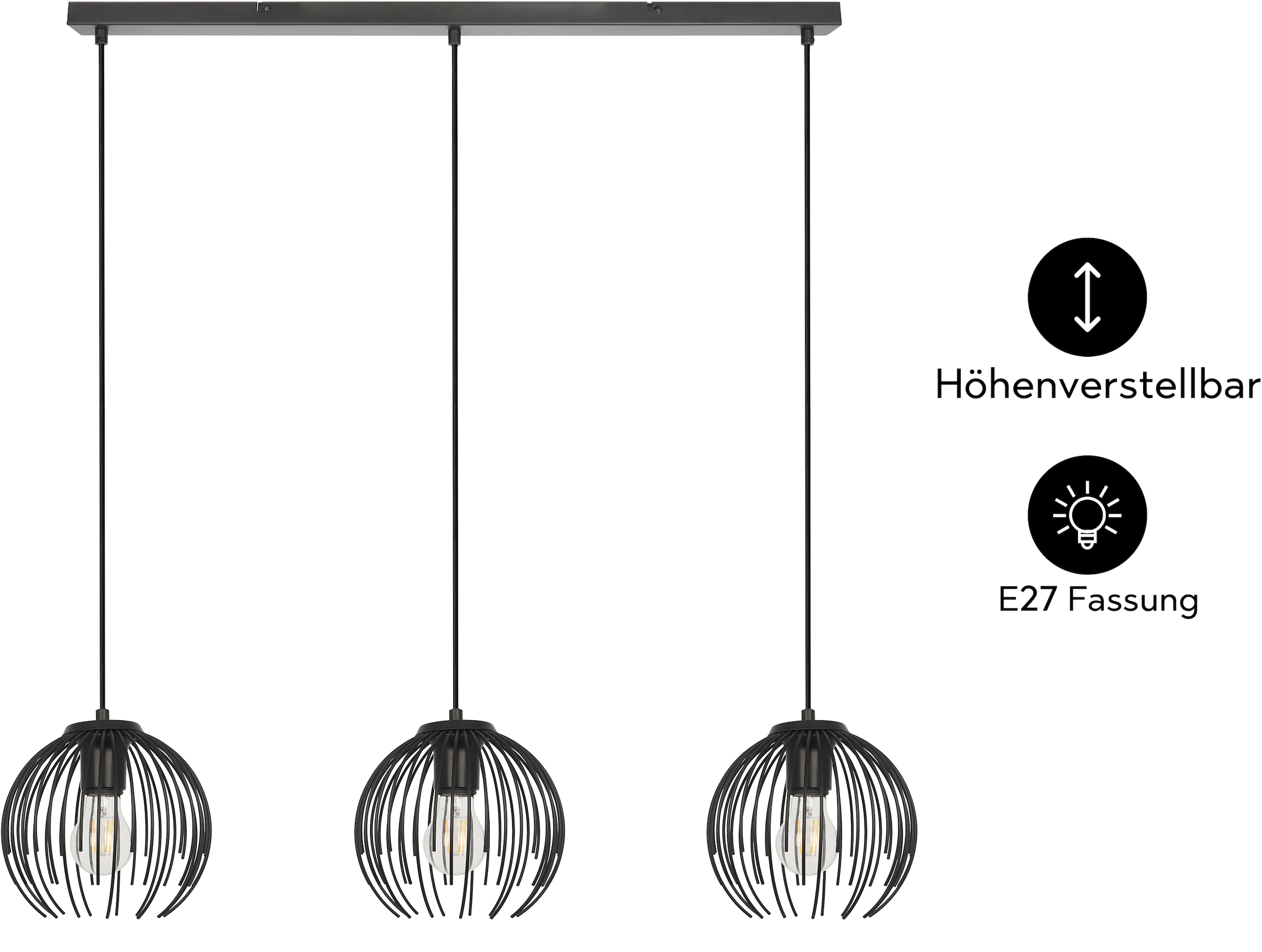 GOODproduct Pendelleuchte »Tonnia - Hängelampe, höhenverstellbar, Pendellampe, Metall« E27 1 Stk. Lichteffekt durch Gitter-Optik, liefert eingeschaltet Schattenoptiken