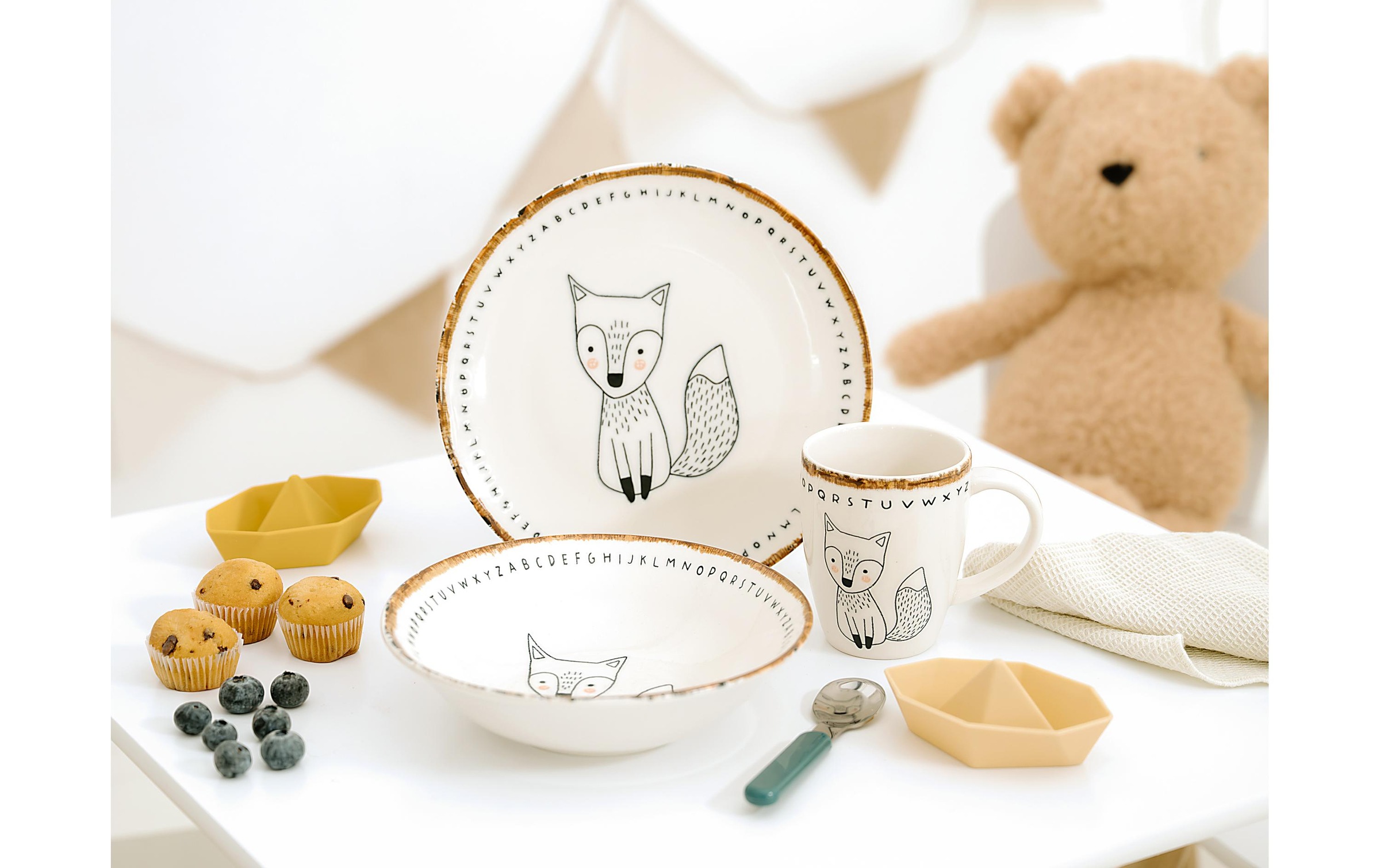 CreaTable Set de vaisselle pour enfants »Freunde des Waldes Fuchs Steinzeug, 3-tlg«
