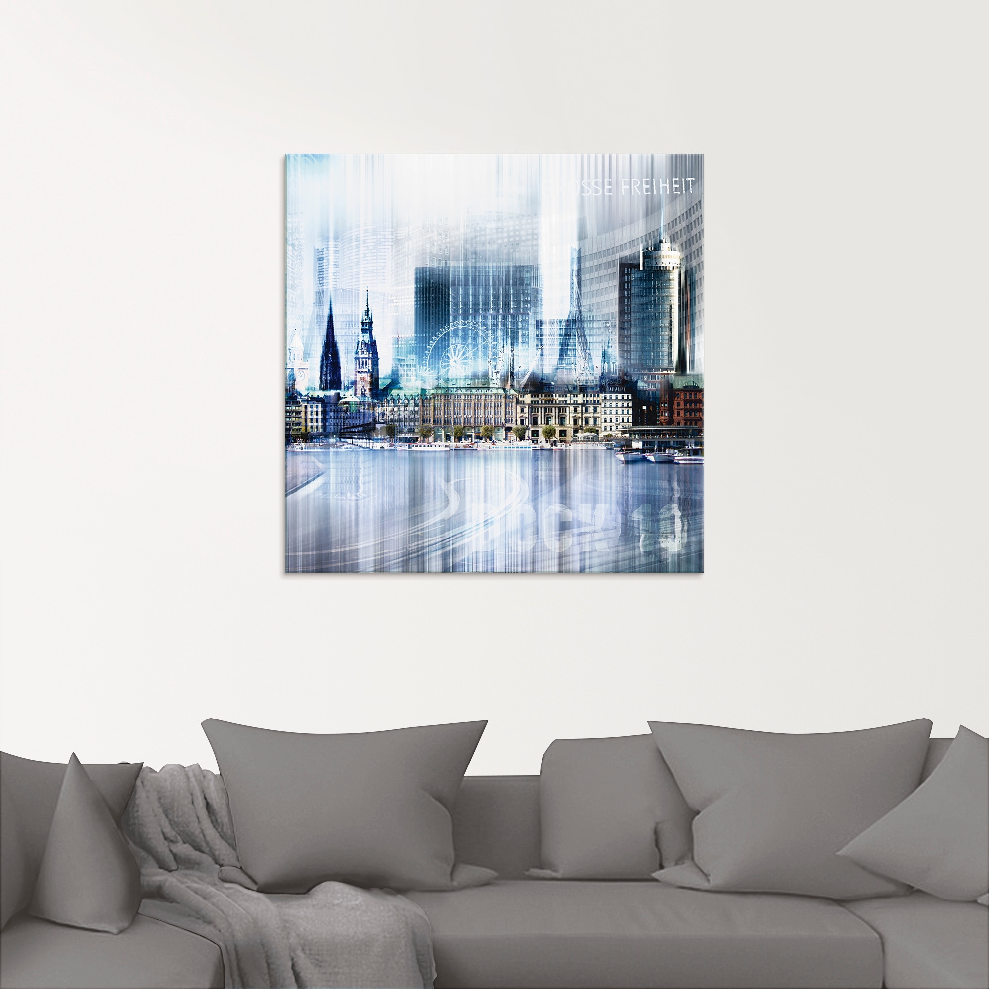 Artland Tableau en verre »Hamburg Abstrakte Collage« 1 cuis tlg. in verschiedenen Grössen