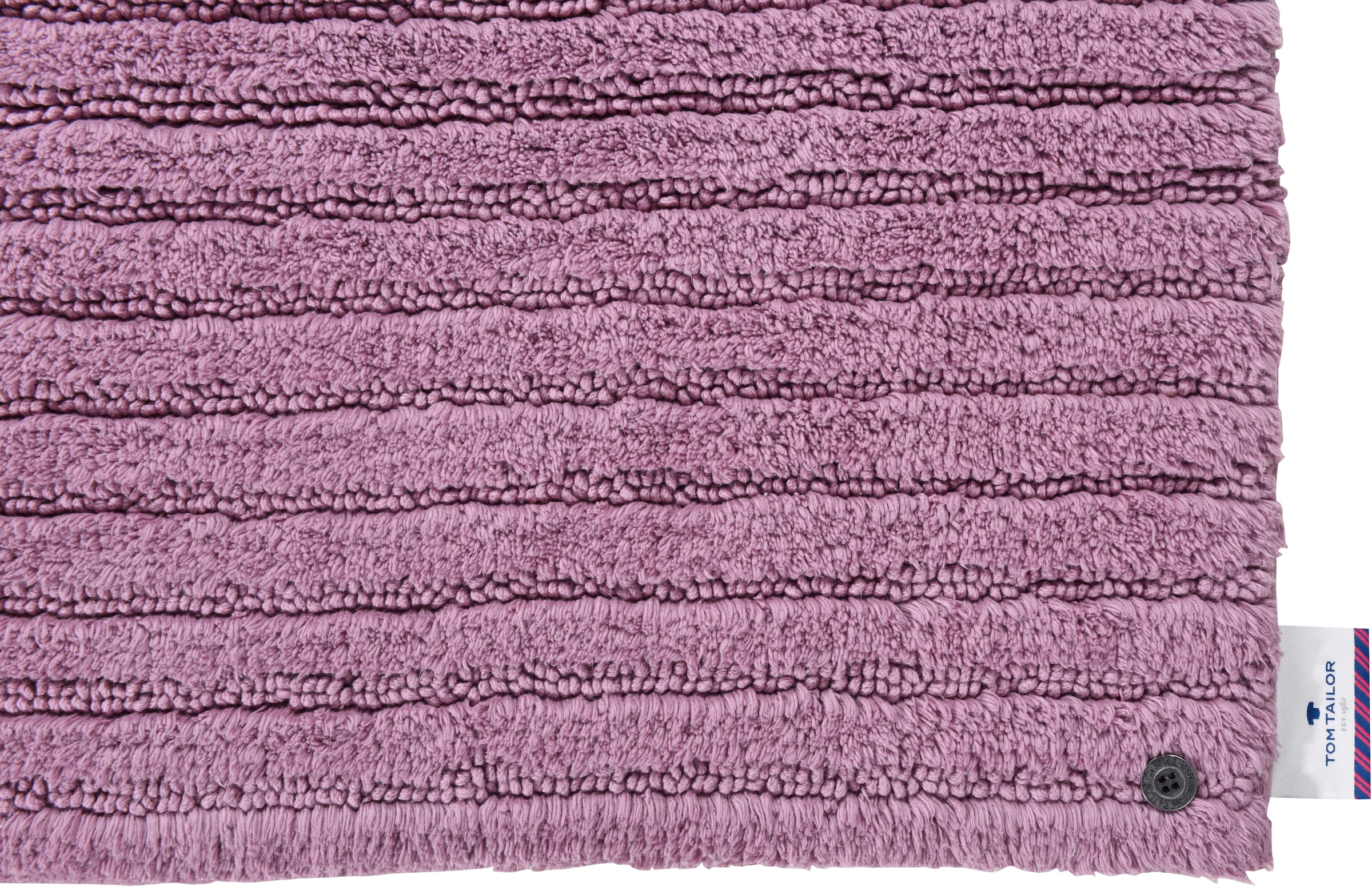 TOM TAILOR HOME Badematte »Cotton Stripes«, rutschhemmend beschichtet, fussbodenheizungsgeeignet-strapazierfähig, Uni Farben, gestreift, reine Baumwolle, Hoch-Tief Effekt